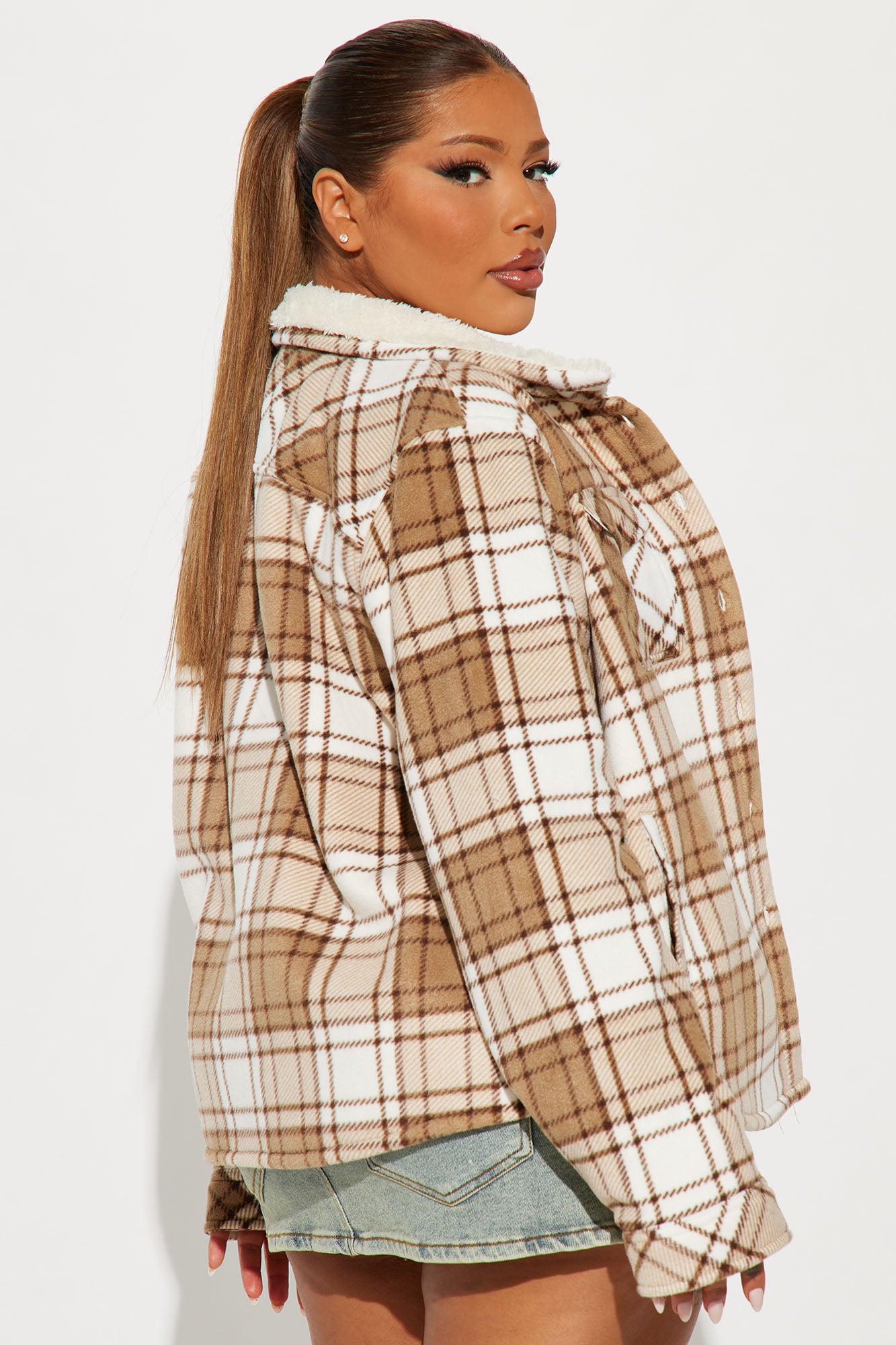 Cozy Days Plaid Shacket - Taupe/combo - Image 9