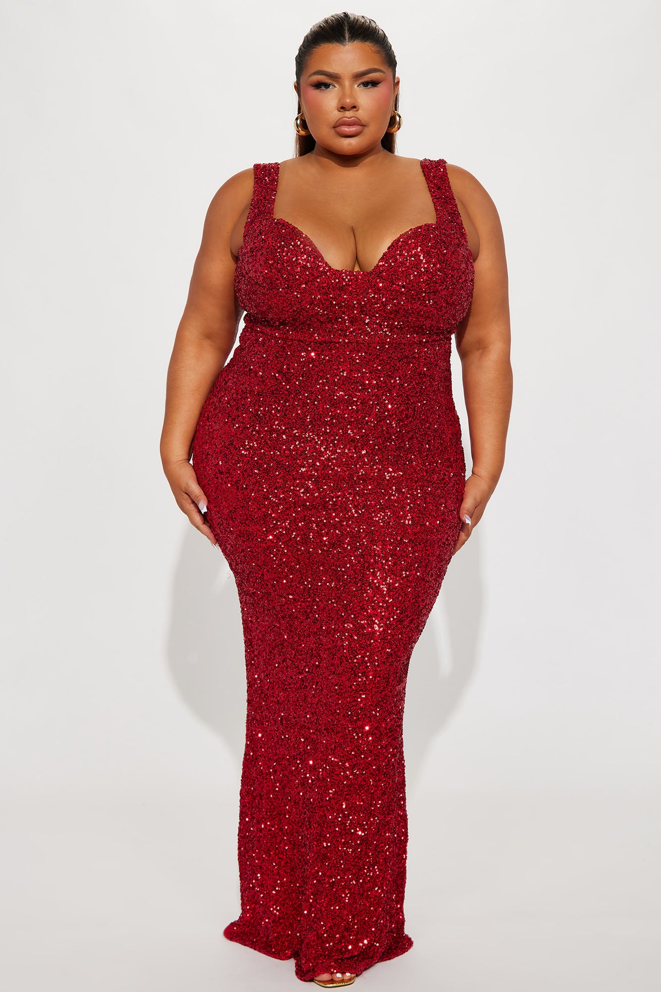 Alora Sequin Maxi Dress - Red - Image 4