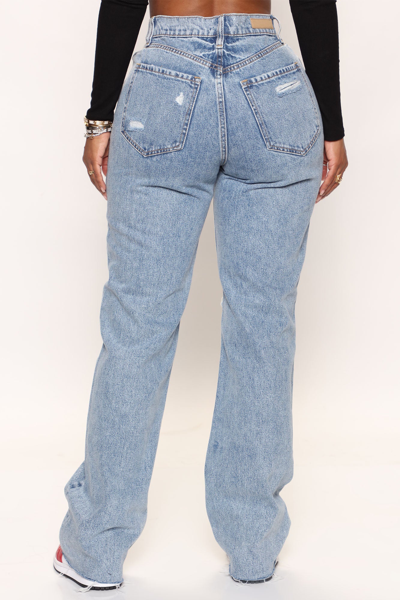 Topanga 90's Ripped Straight Leg Jeans - Medium Wash - Image 3