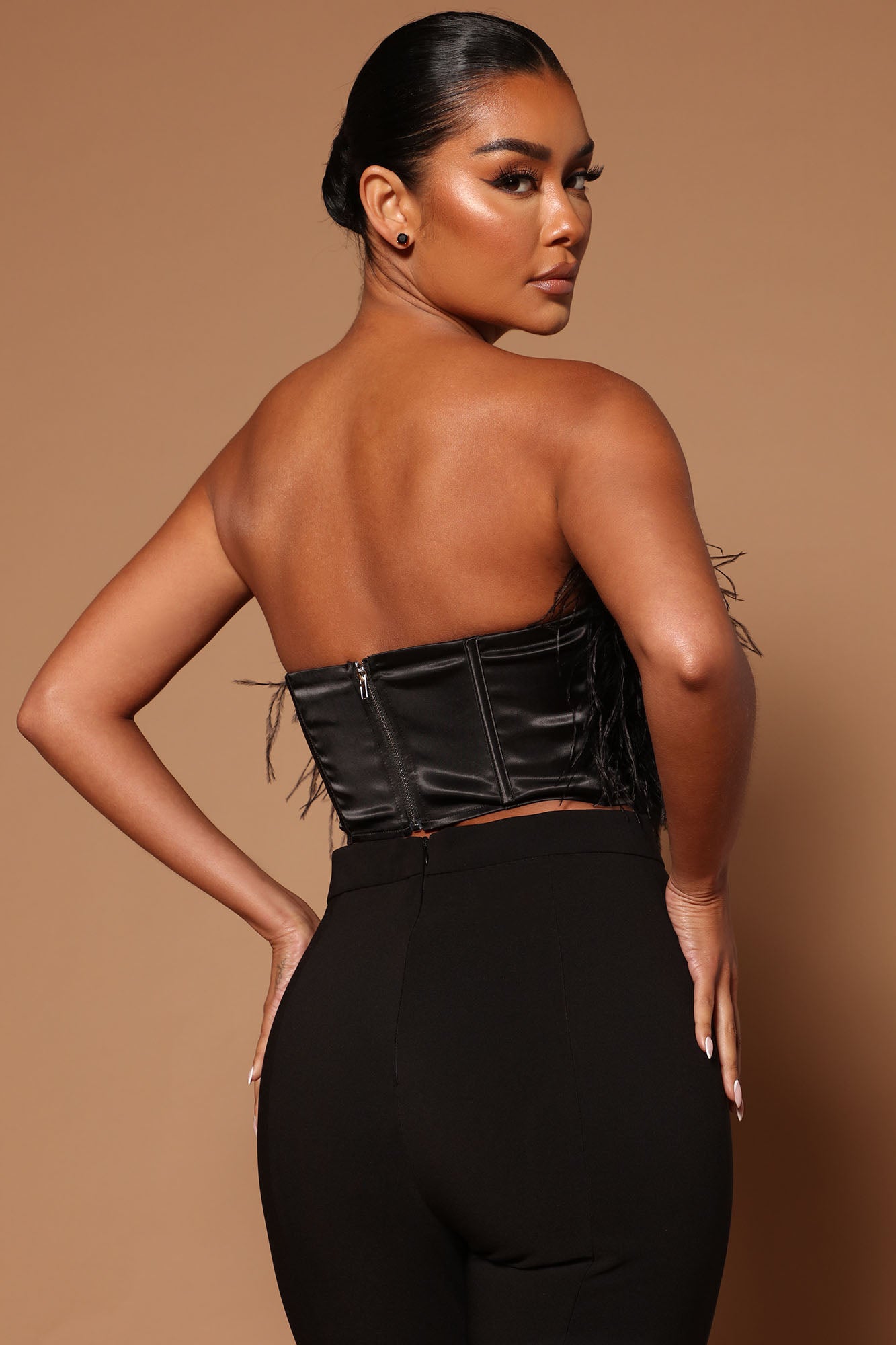 Asalia Feathered Top - Black - Image 5
