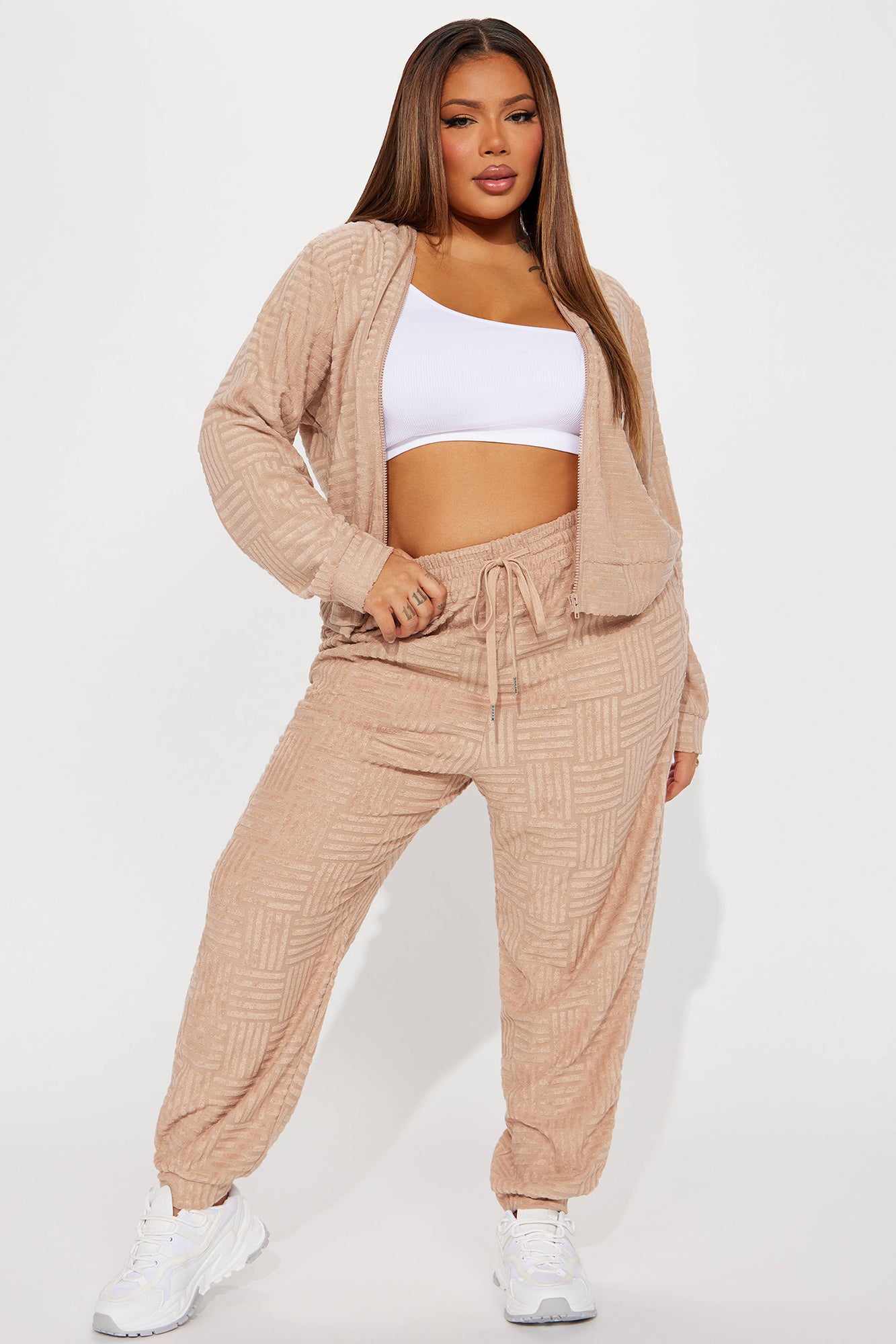 Stay Focused French Terry Jogger Set - Taupe - Image 5