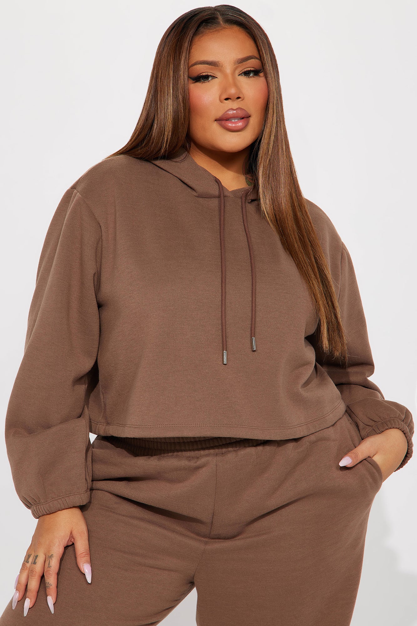 Find Out Fleece Jogger Set - Mocha - Image 4