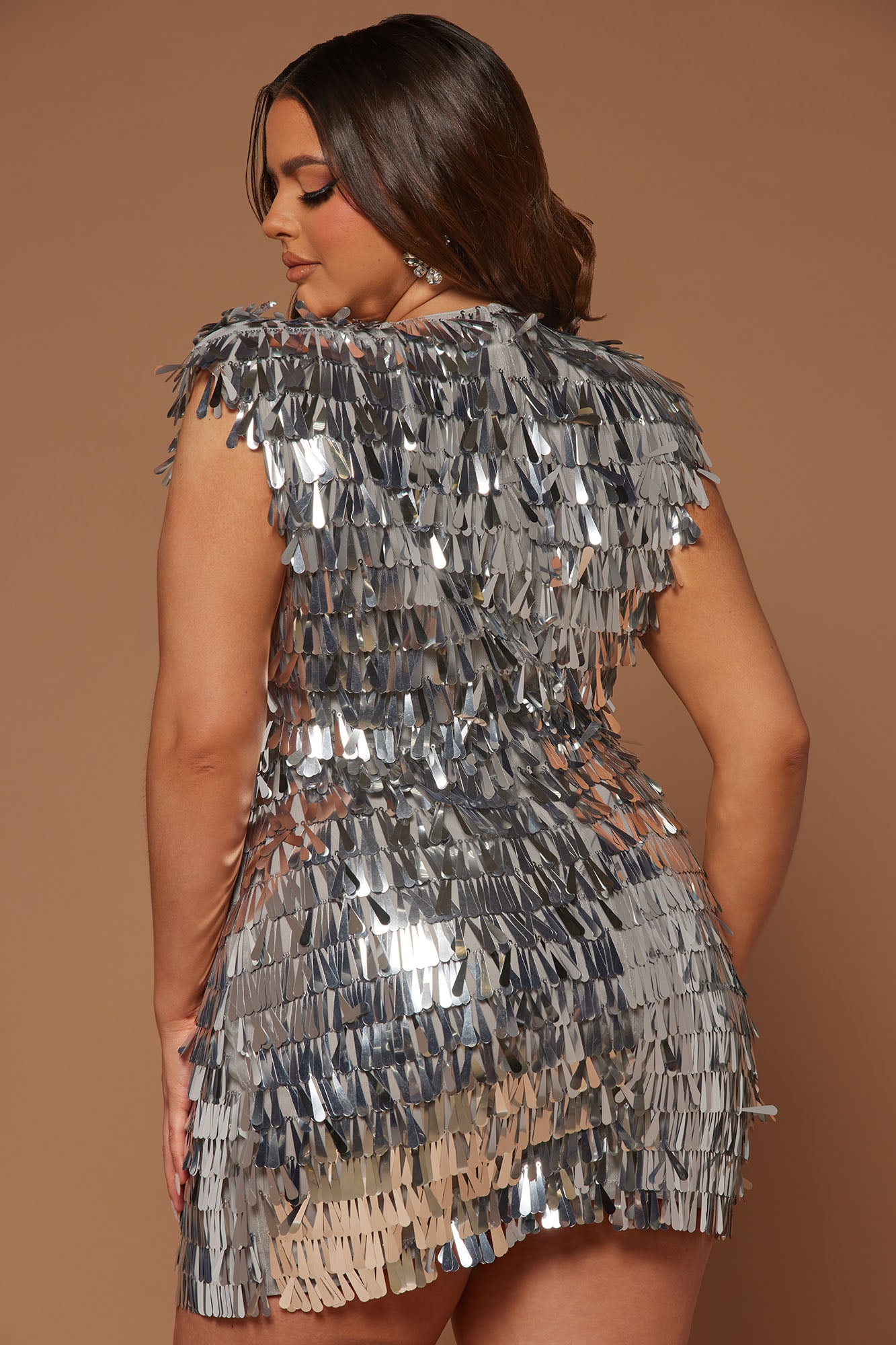 Aneesha Paillette Mini Dress - Silver - Image 8