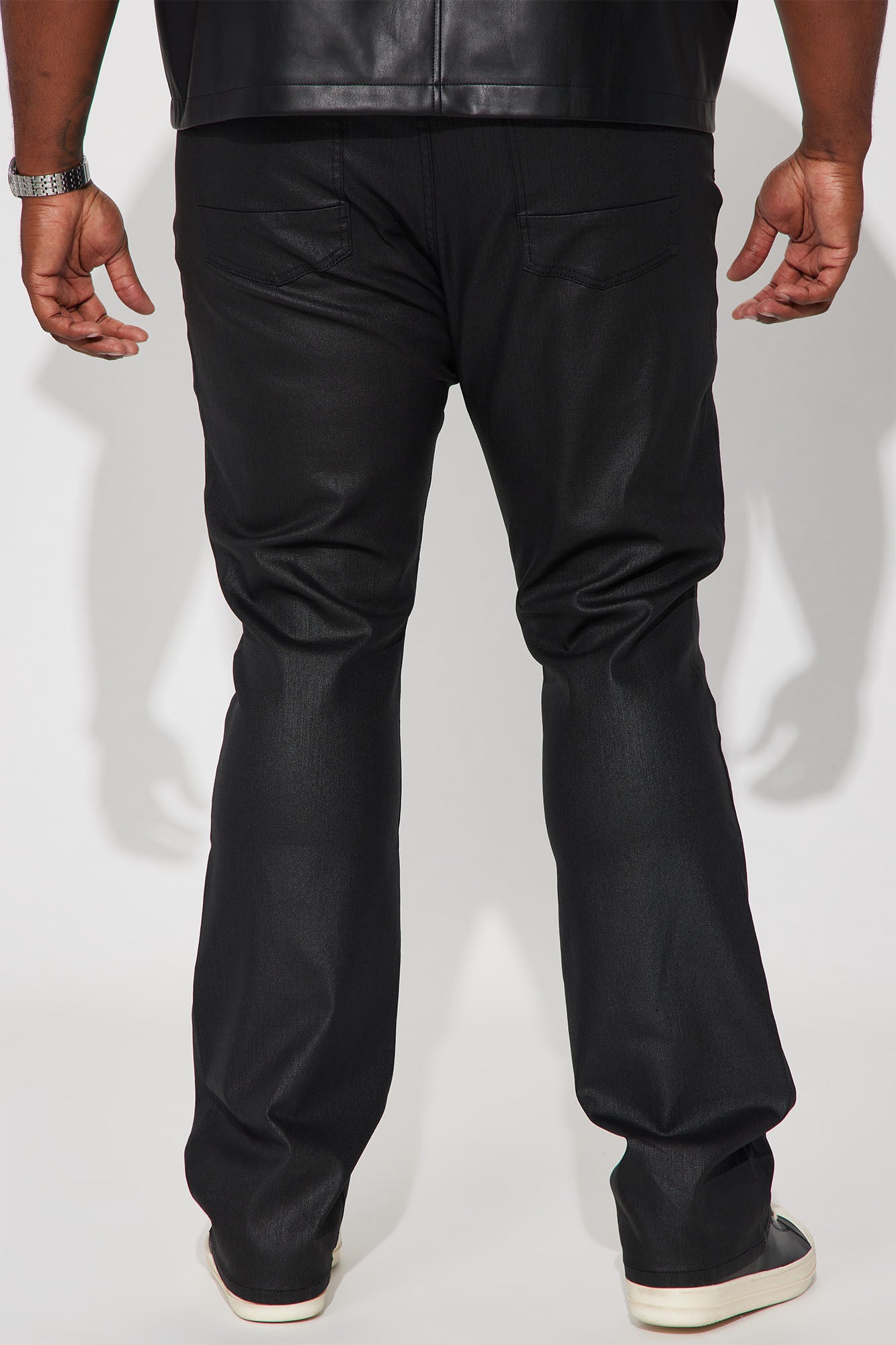 As I Do Waxed Stacked Skinny Flare Jeans - Black - Image 7