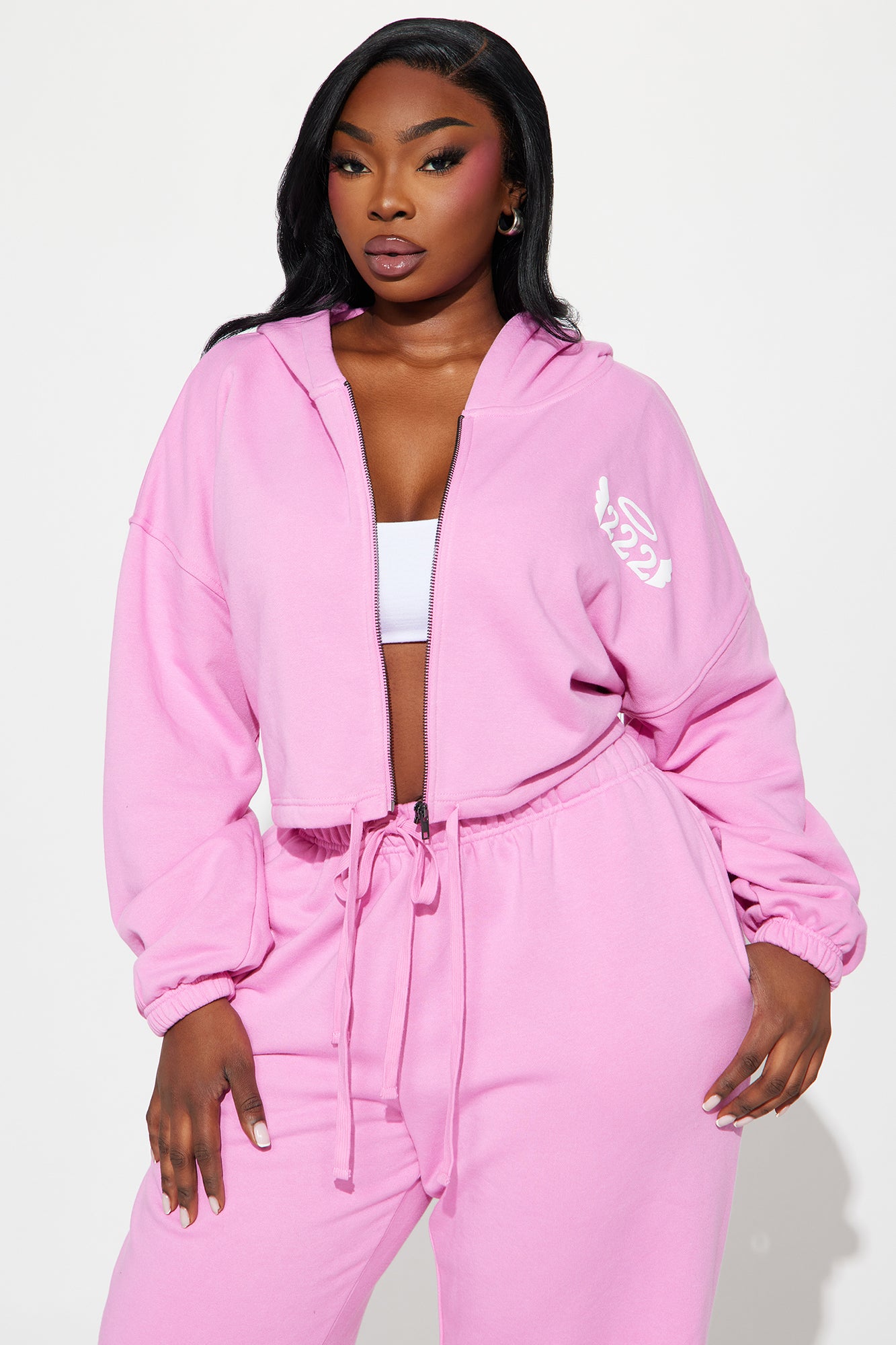 Angel Number Washed Hoodie - Pink - Image 6