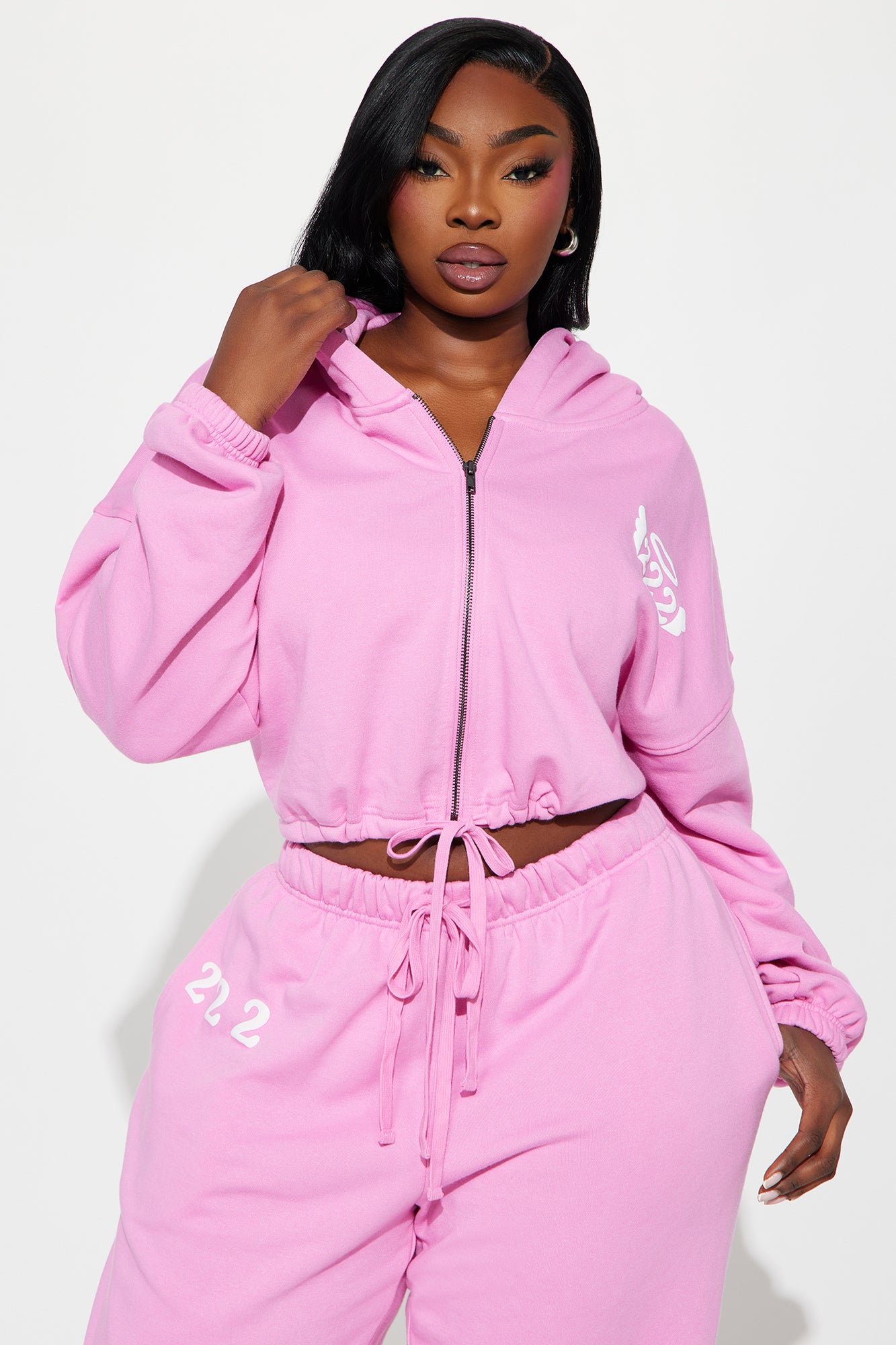 Angel Number Washed Hoodie - Pink - Image 10