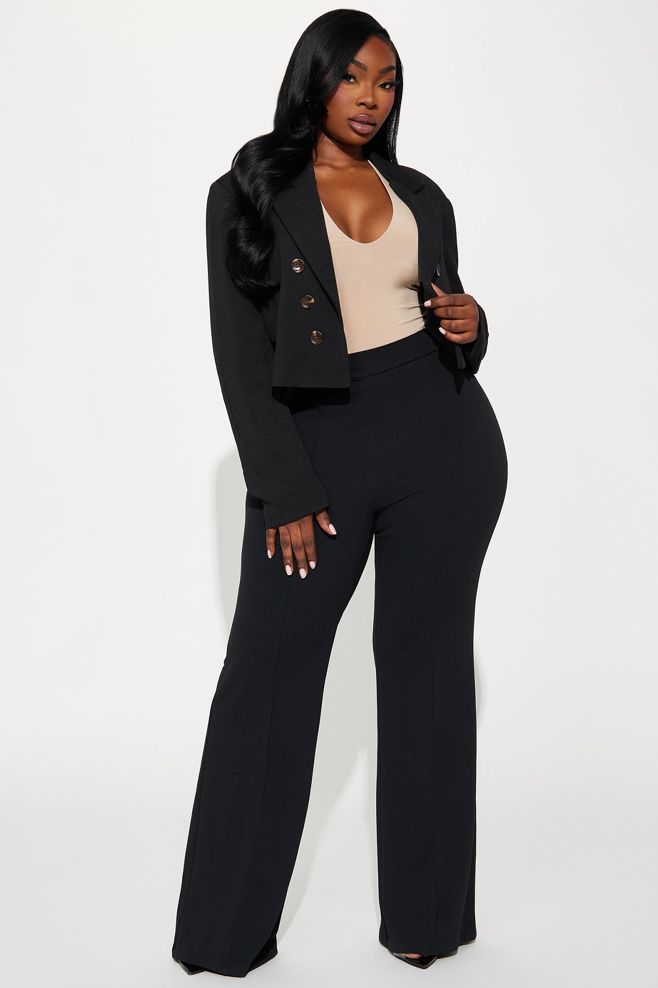 Take The Lead Cropped Blazer - Black - Image 5