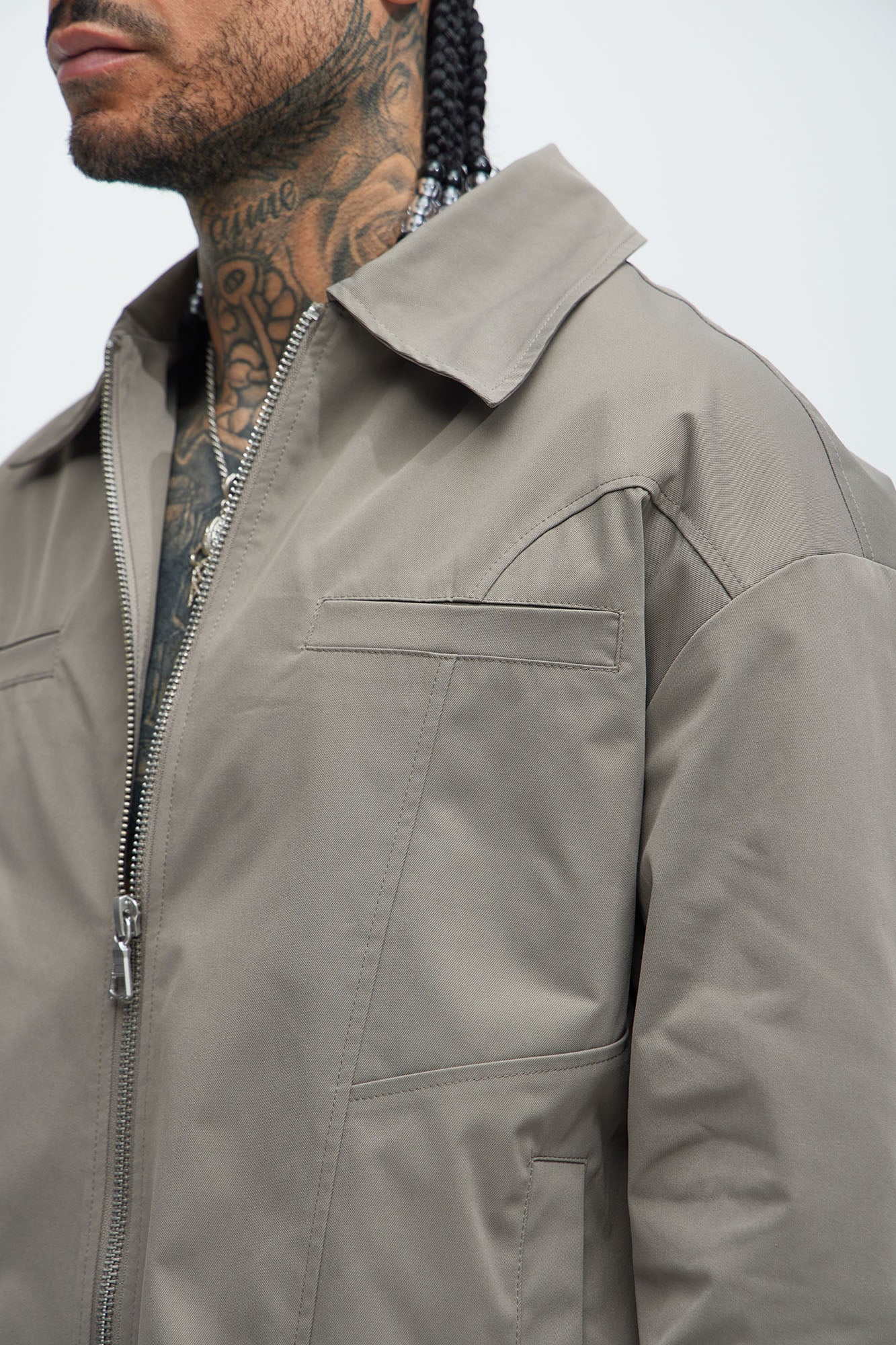 Bam Zip Up Work Jacket - Grey - Image 3