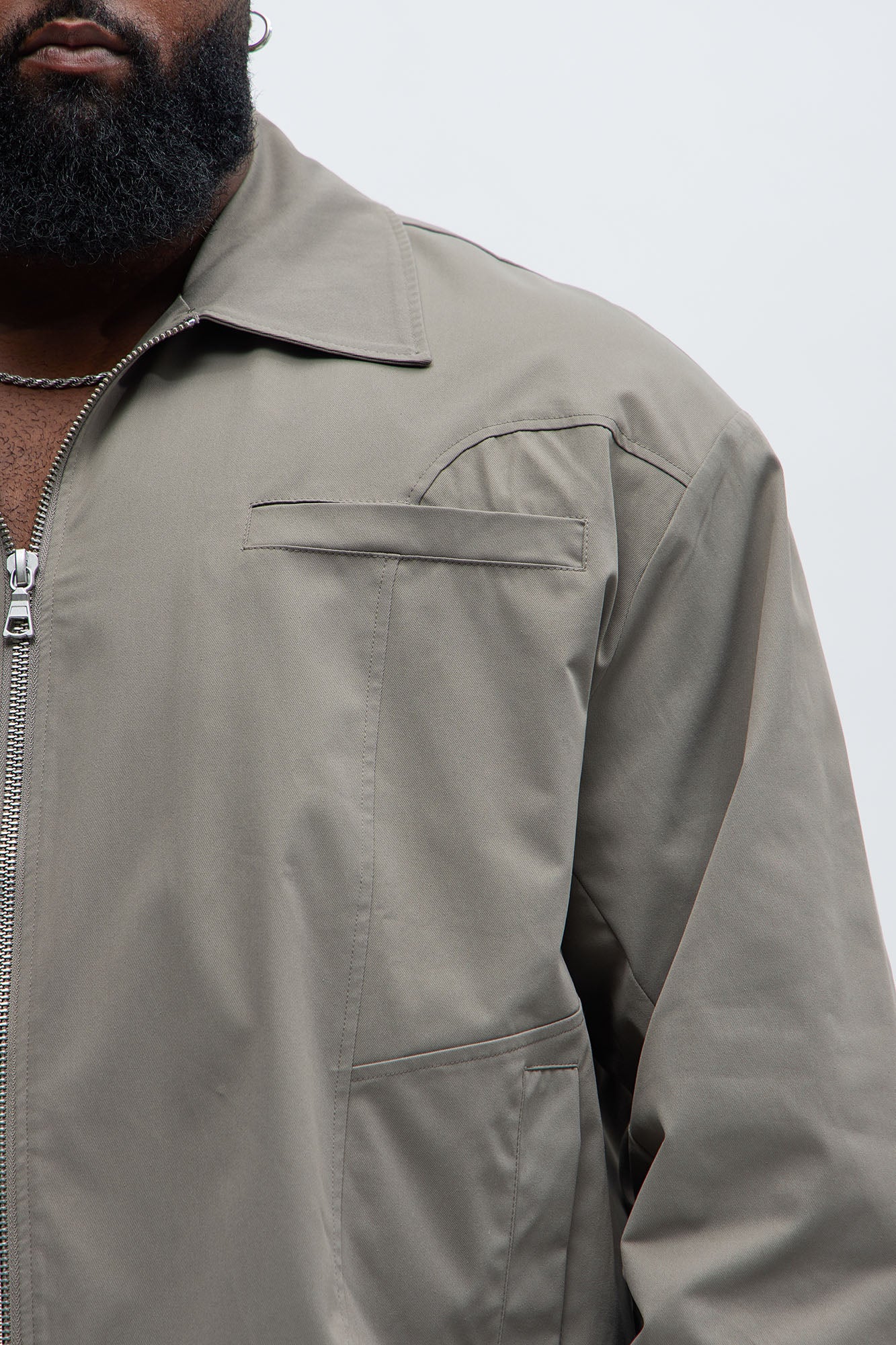 Bam Zip Up Work Jacket - Grey - Image 7