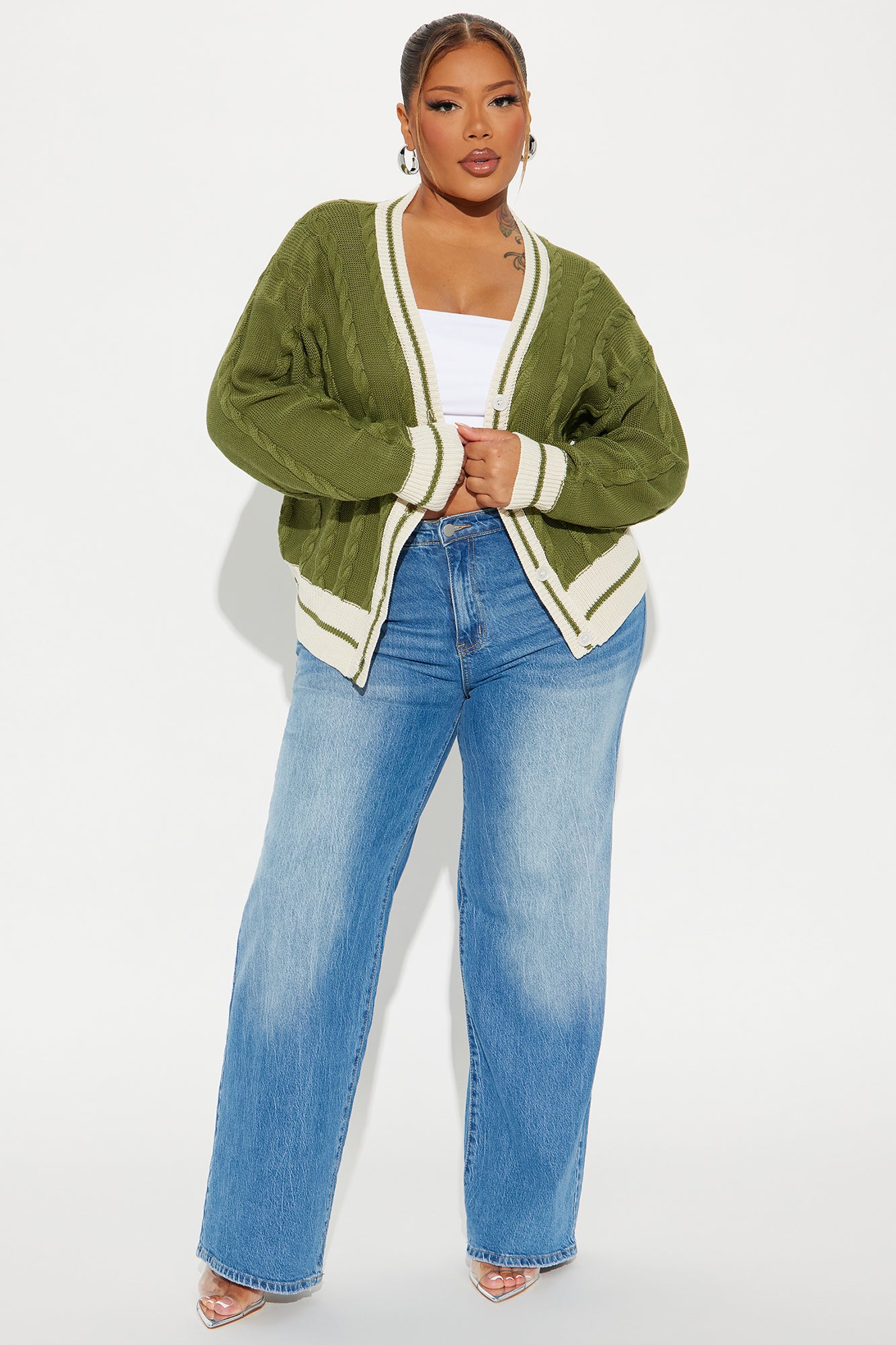 Friday Night Lights Varsity Cardigan - Green/combo - Image 6