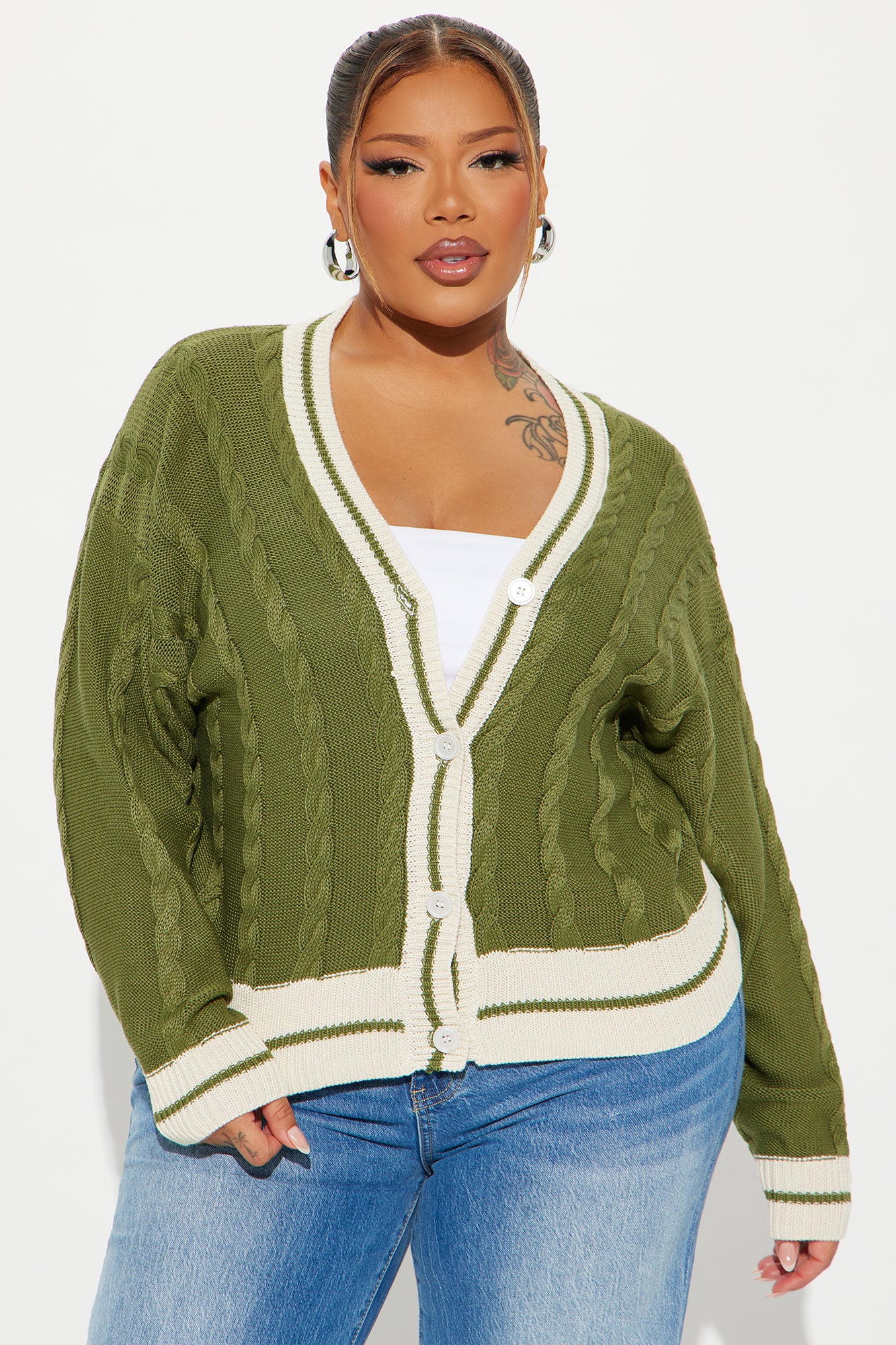 Friday Night Lights Varsity Cardigan - Green/combo - Image 5