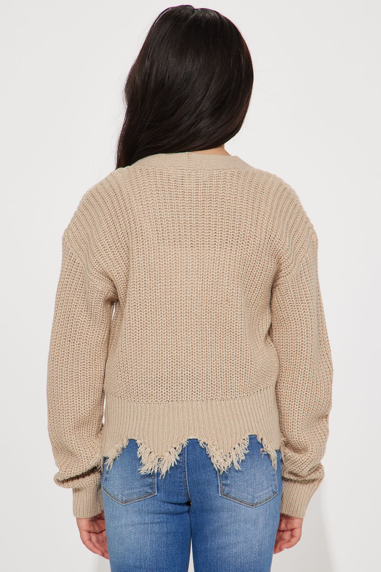 Mini Distressed With You Cardigan - Taupe - Image 4
