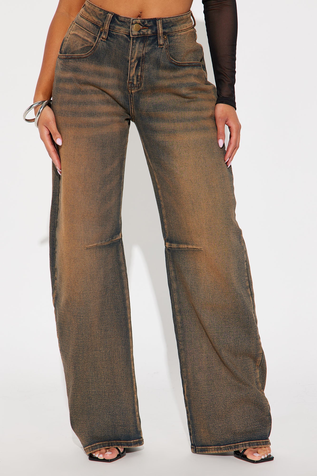 Bring Back Memories Stretch Tapered Leg Jeans - Brown - Image 3