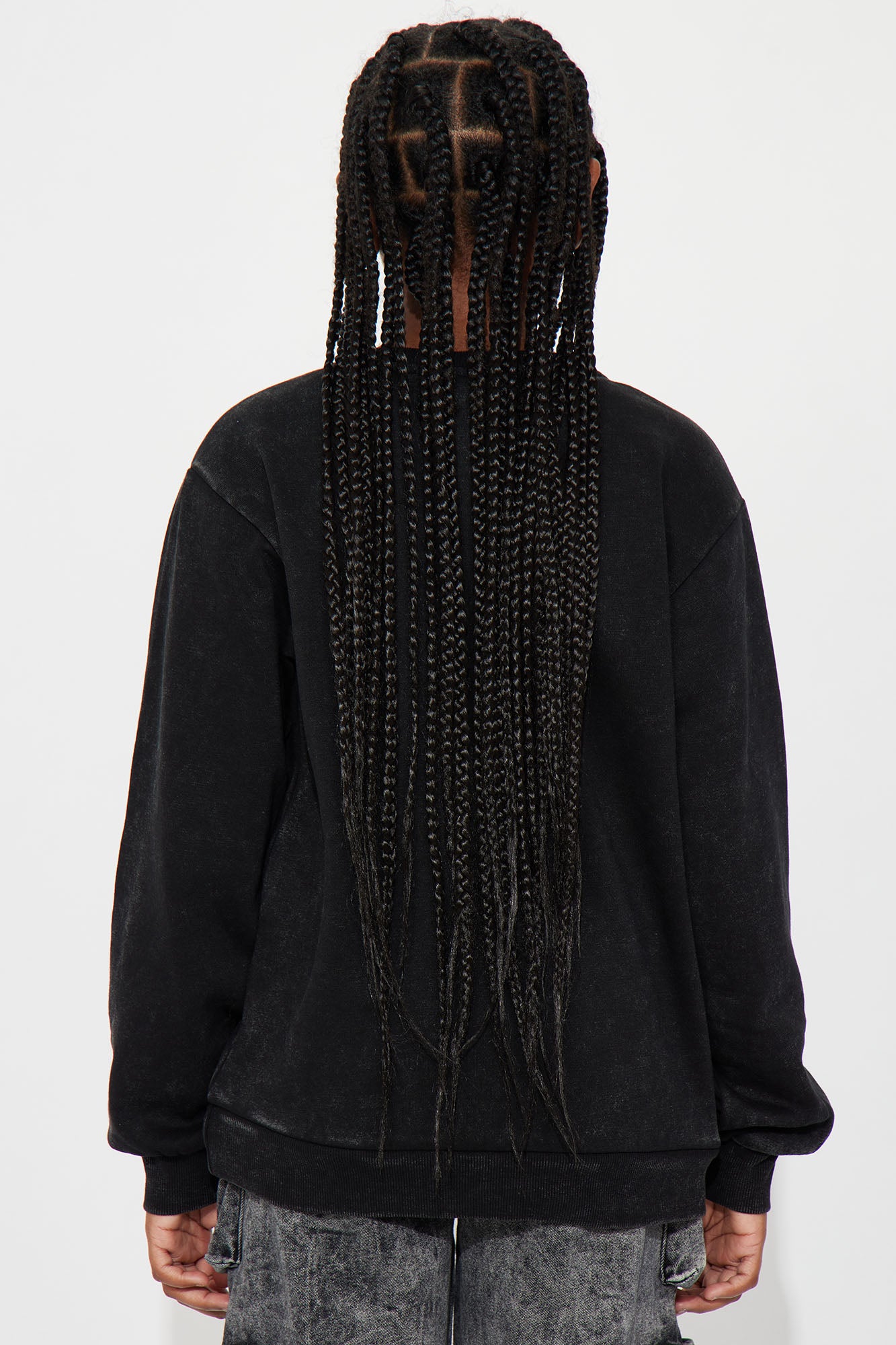 Mini Aaliyah Crew Fleece Sweatshirt - Black Wash - Image 4