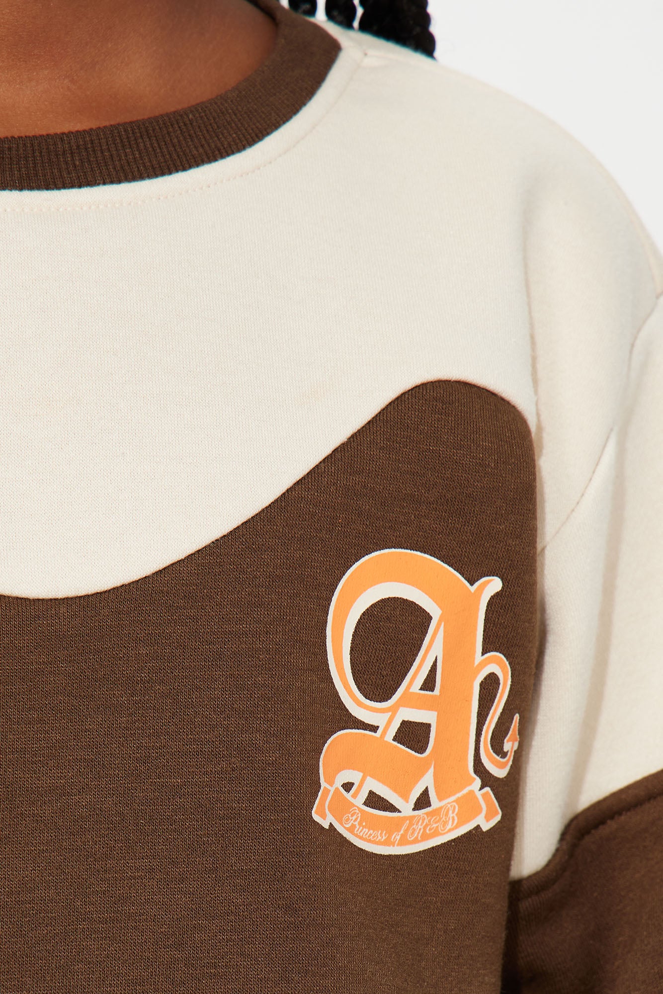Mini Aaliyah Color Block Crew Fleece Sweatshirt - Chocolate/Combo - Image 3