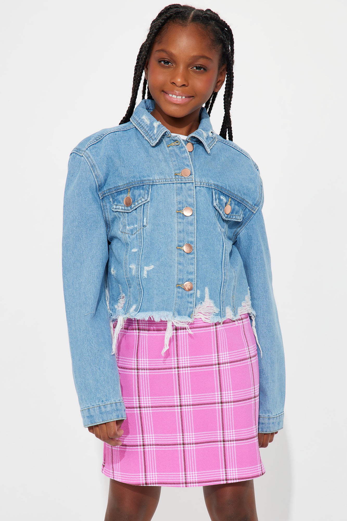 Mini Keep It Cute Crop Jacket - Light Wash - Image 3