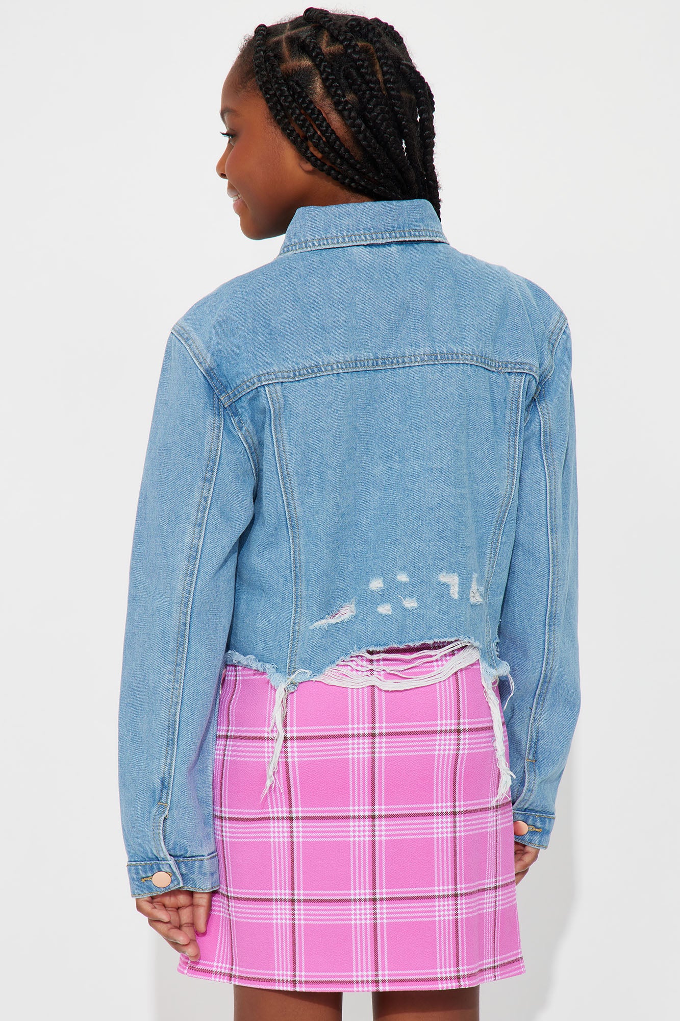 Mini Keep It Cute Crop Jacket - Light Wash - Image 4