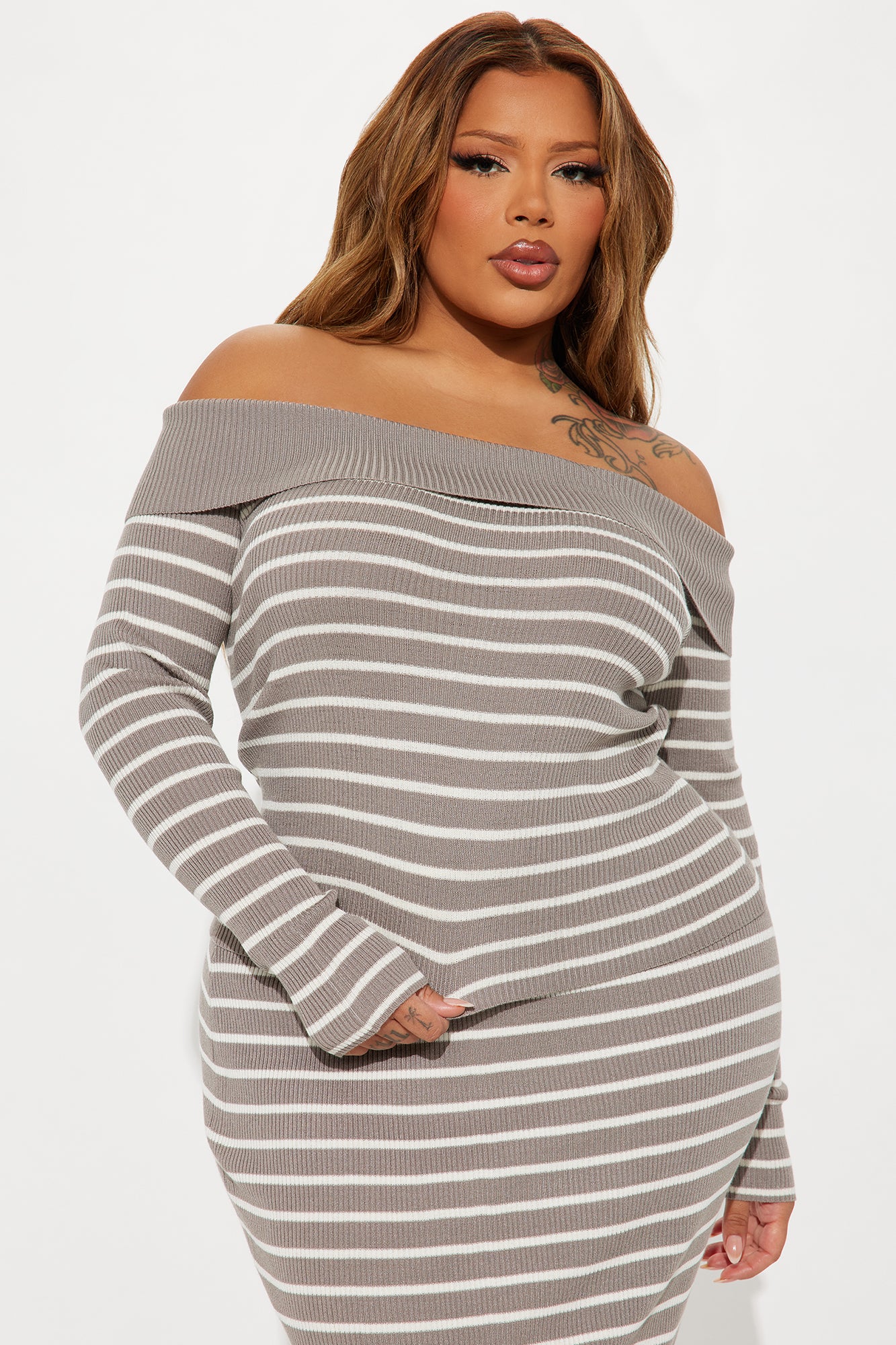 With My Bestie Striped Midi Skirt Set - Charcoal/combo - Image 5