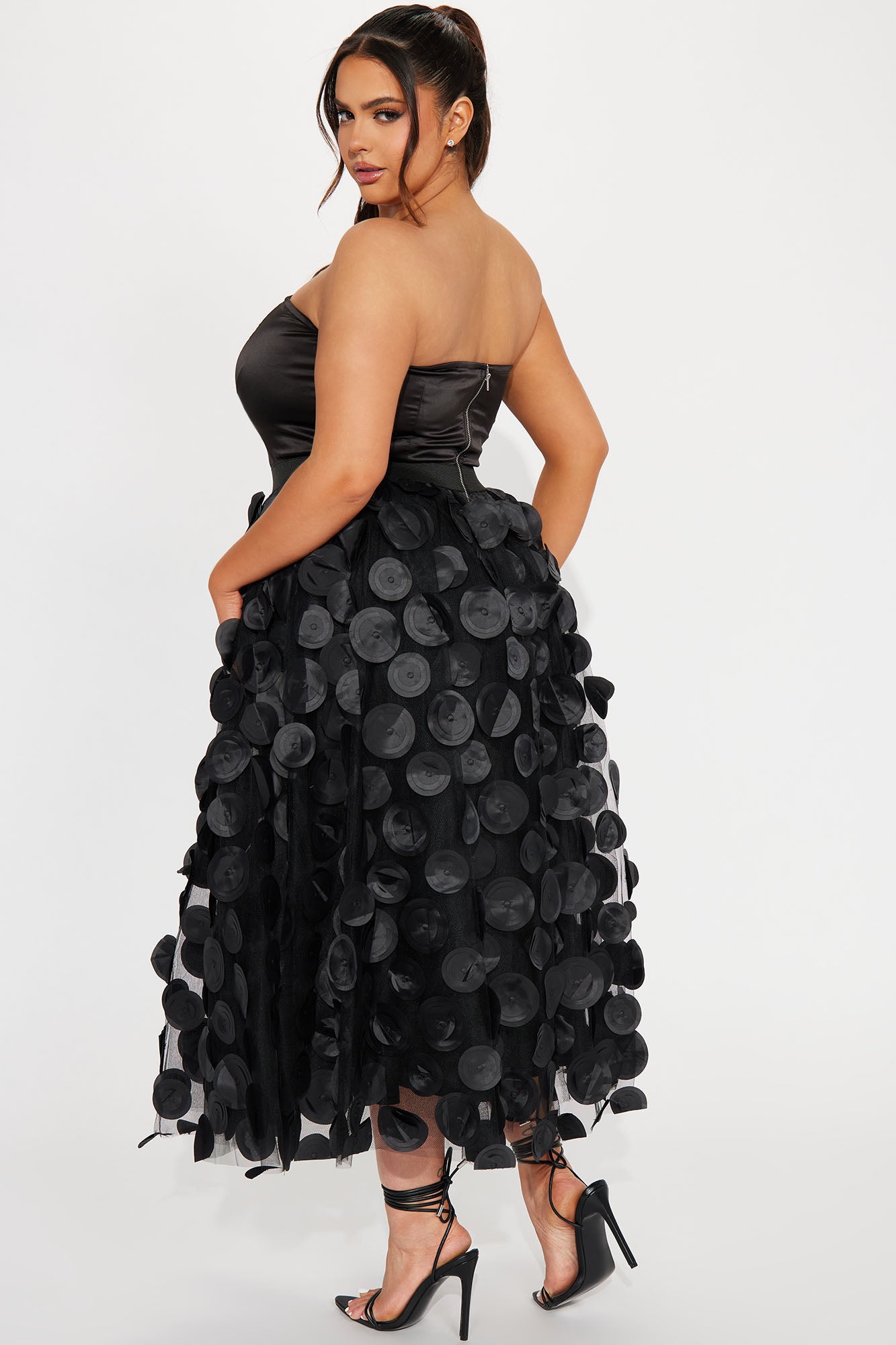 Tina Tulle Midi Dress - Black - Image 6