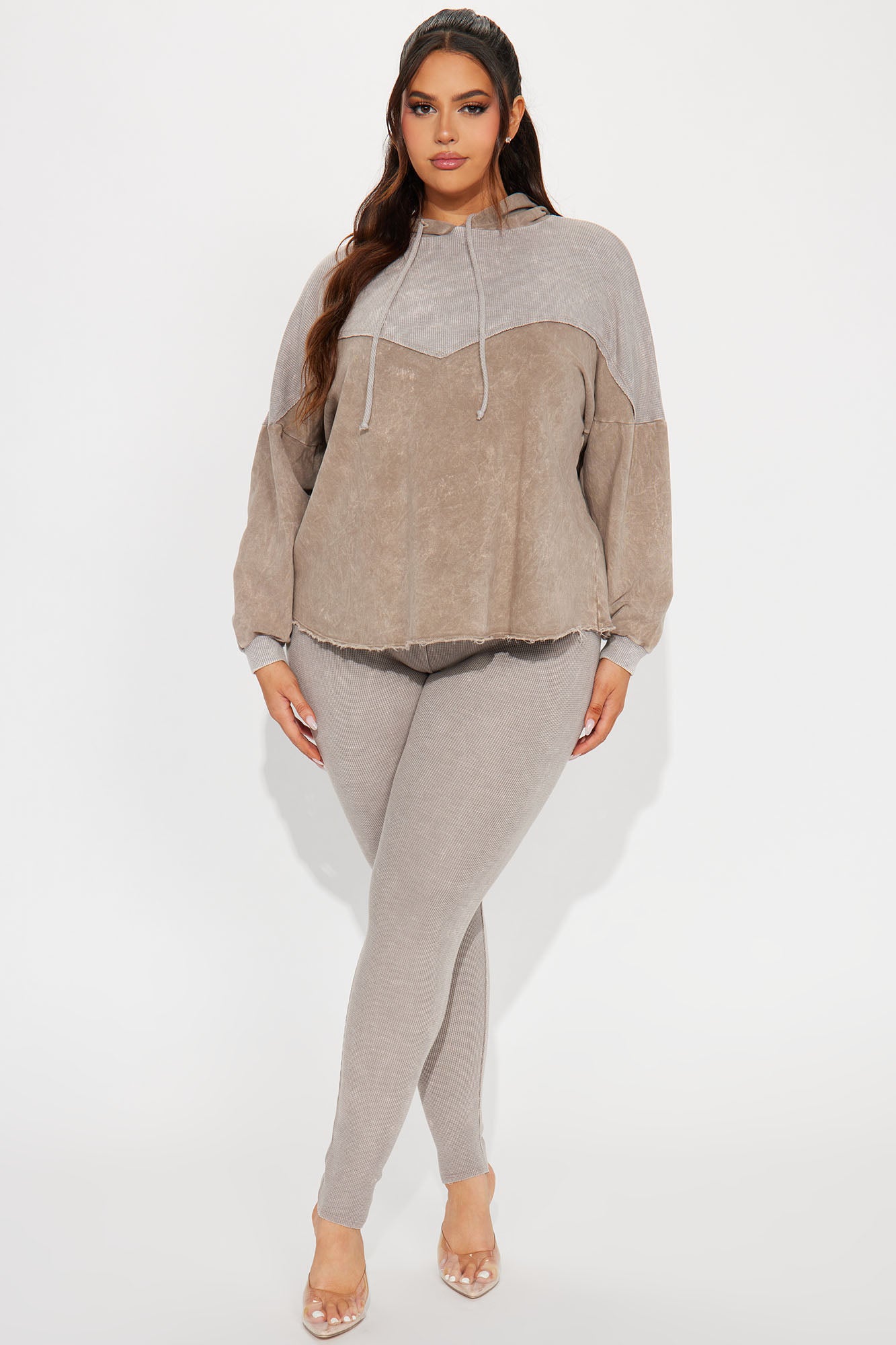 Yazmine Vintage Wash Legging Set - Taupe - Image 4