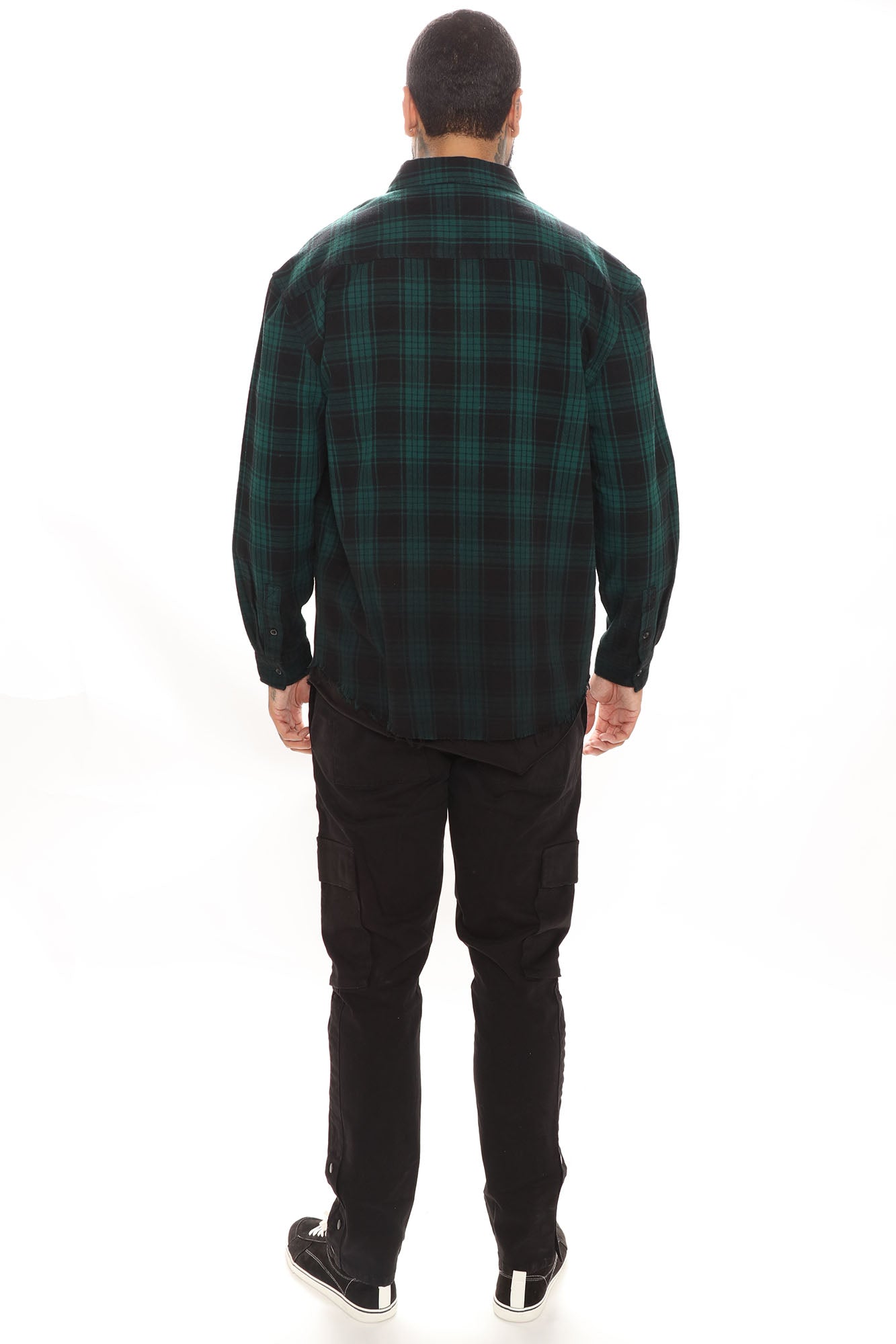 Sunset Dip Dye Flannel Shirt - Green/Black - Image 6