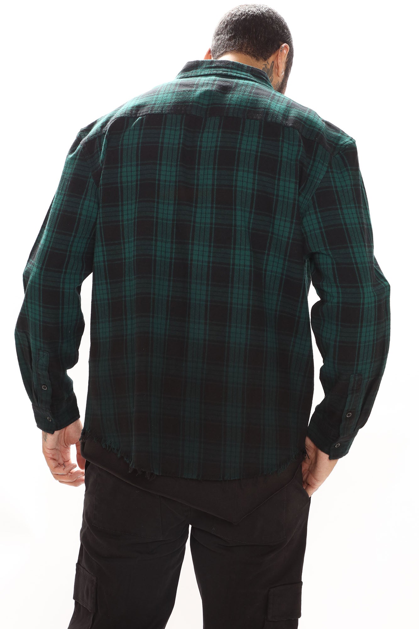Sunset Dip Dye Flannel Shirt - Green/Black - Image 5