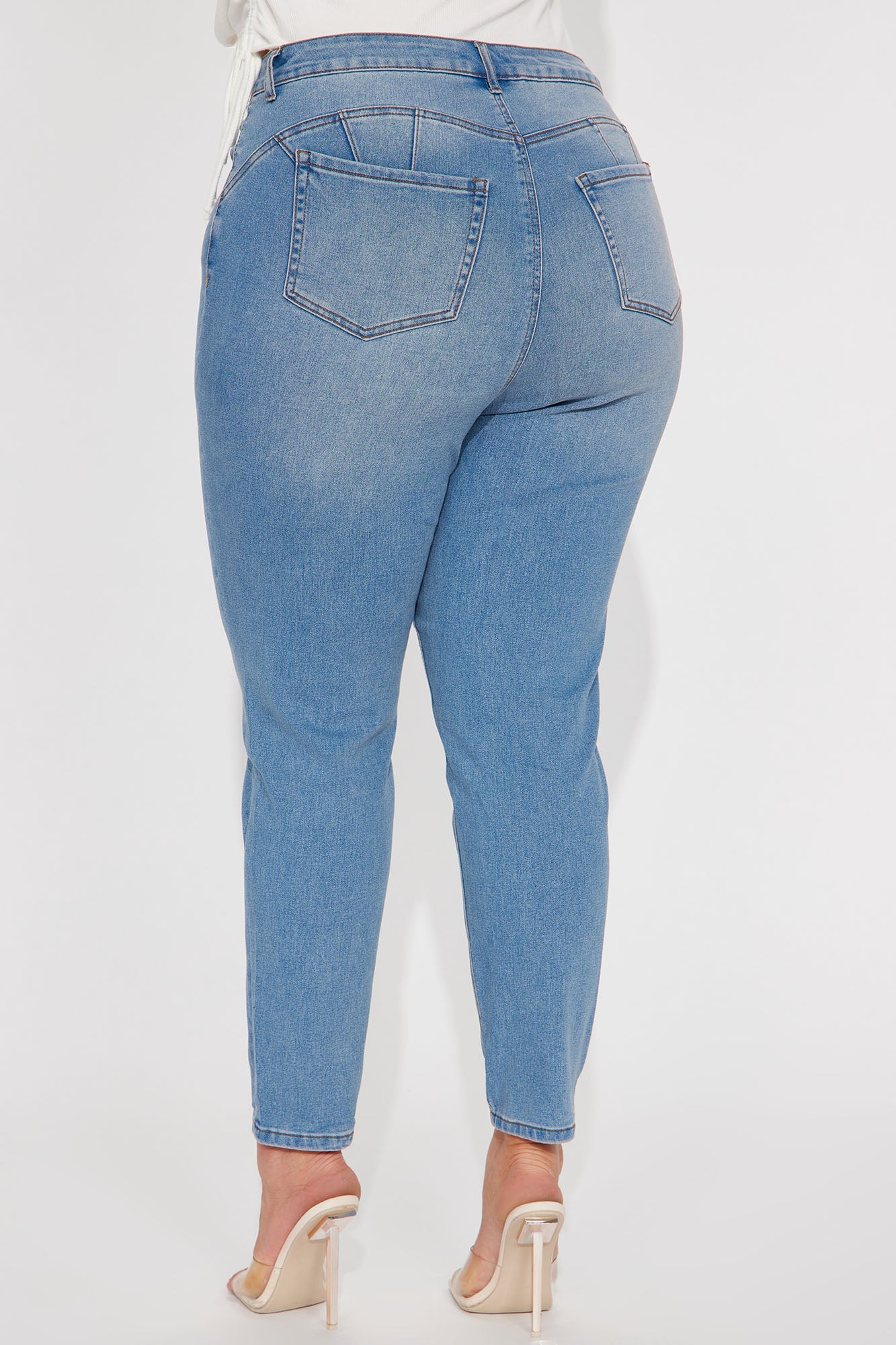 Wifey High Rise Booty Lifter Jeans - Light Blue Wash - Image 10