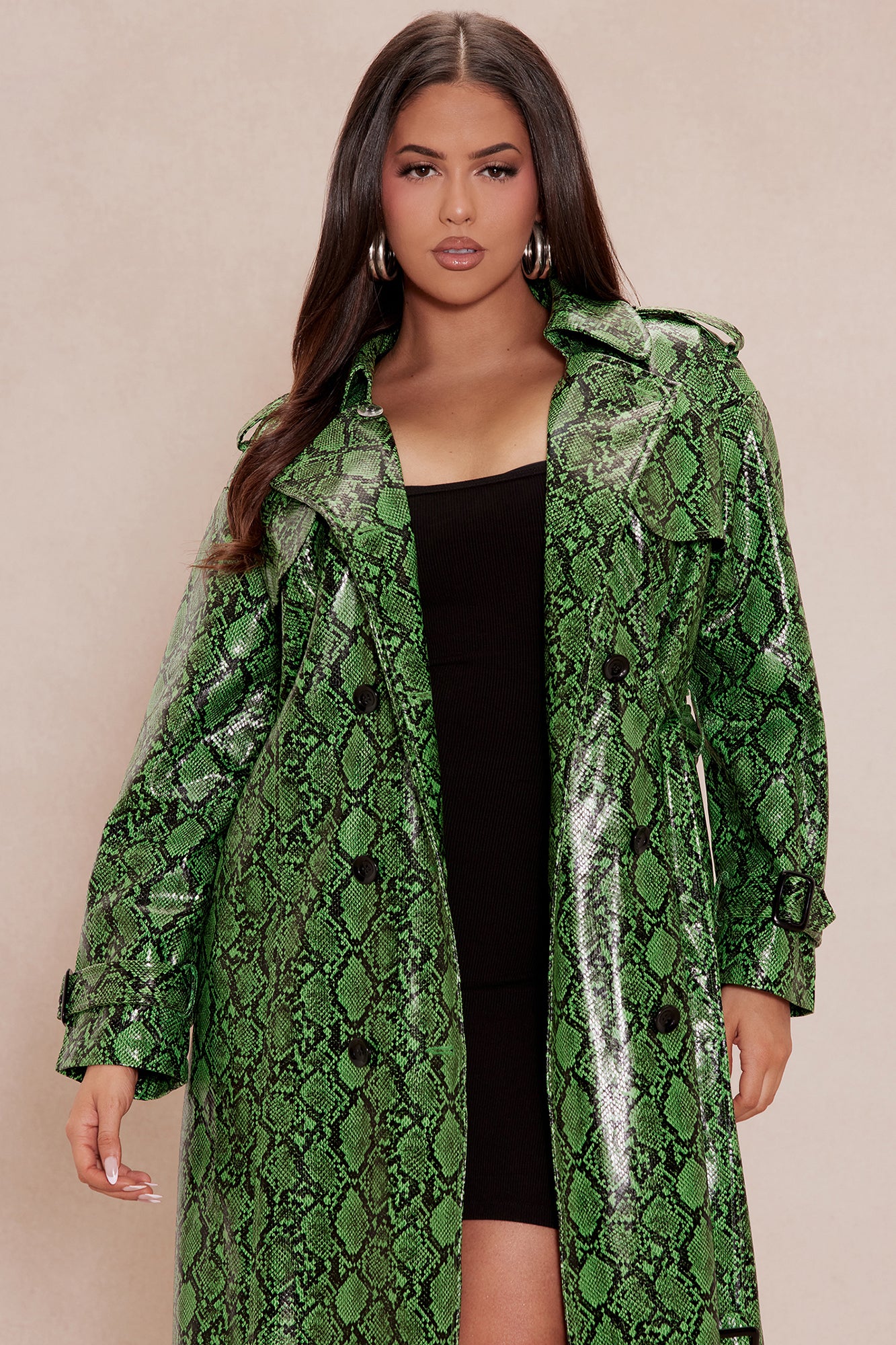 Denise Snake Trench Coat - Green/combo - Image 6