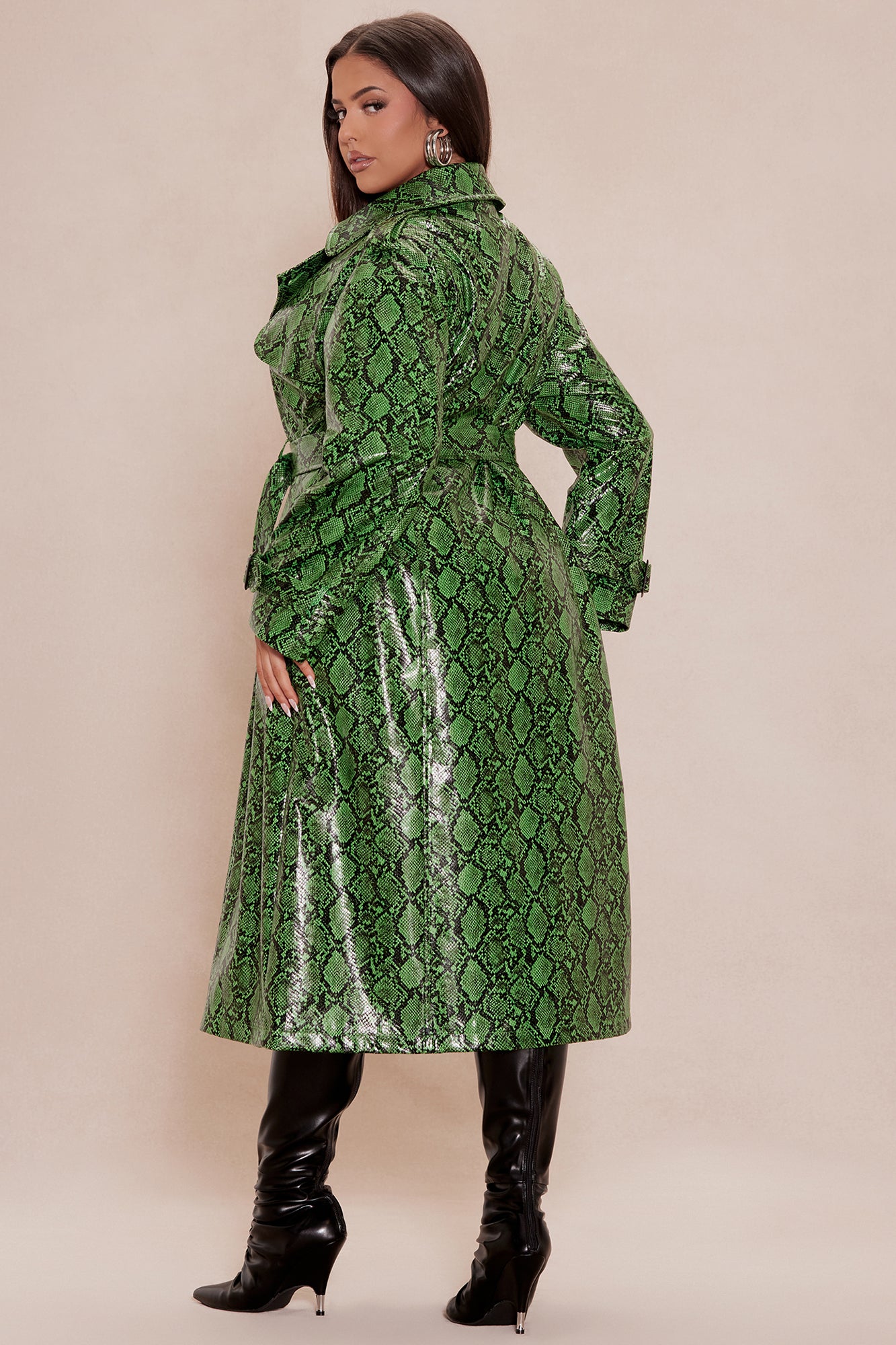 Denise Snake Trench Coat - Green/combo - Image 10