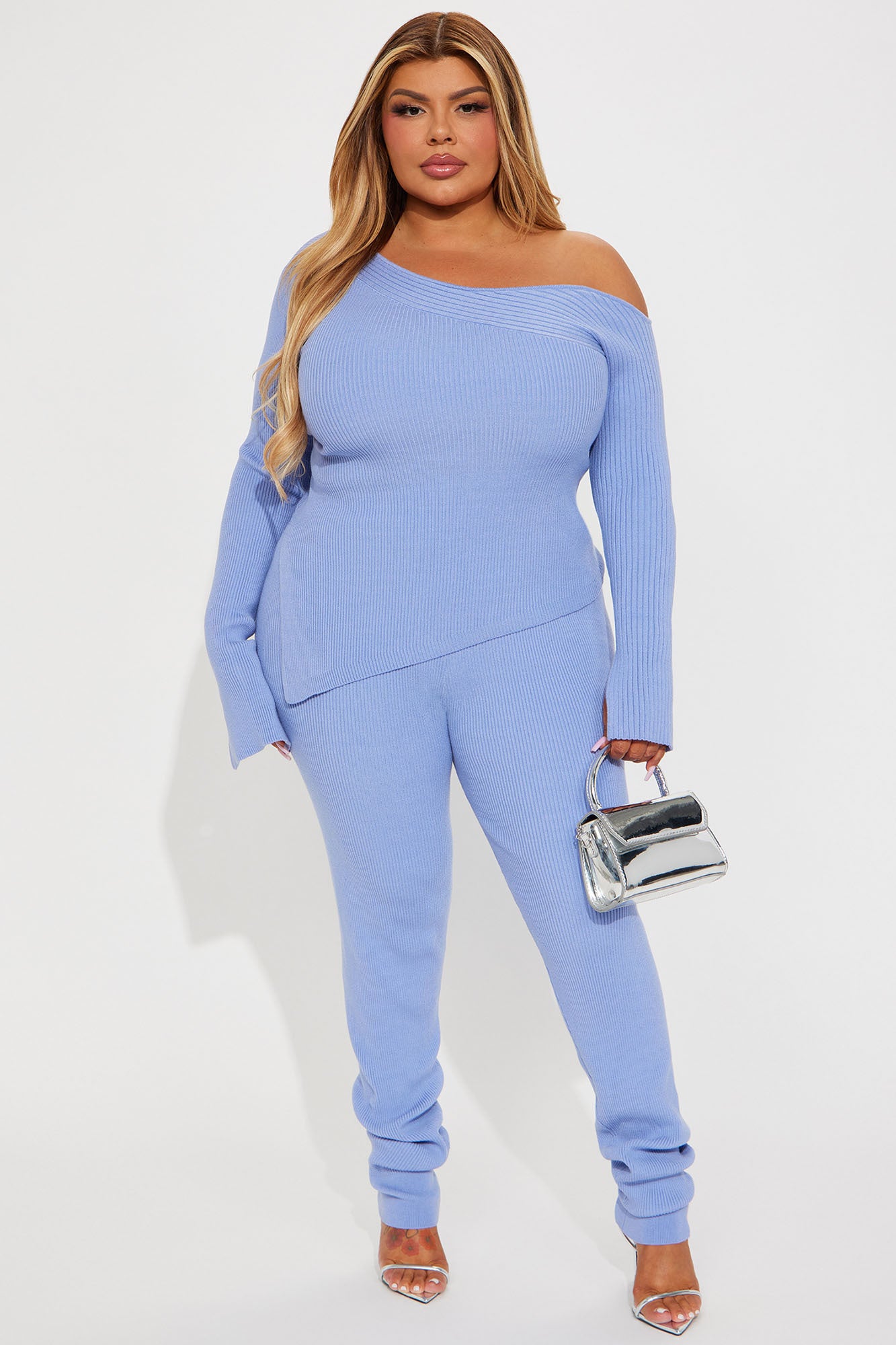First Love Off Shoulder Pant Set - Periwinkle - Image 4