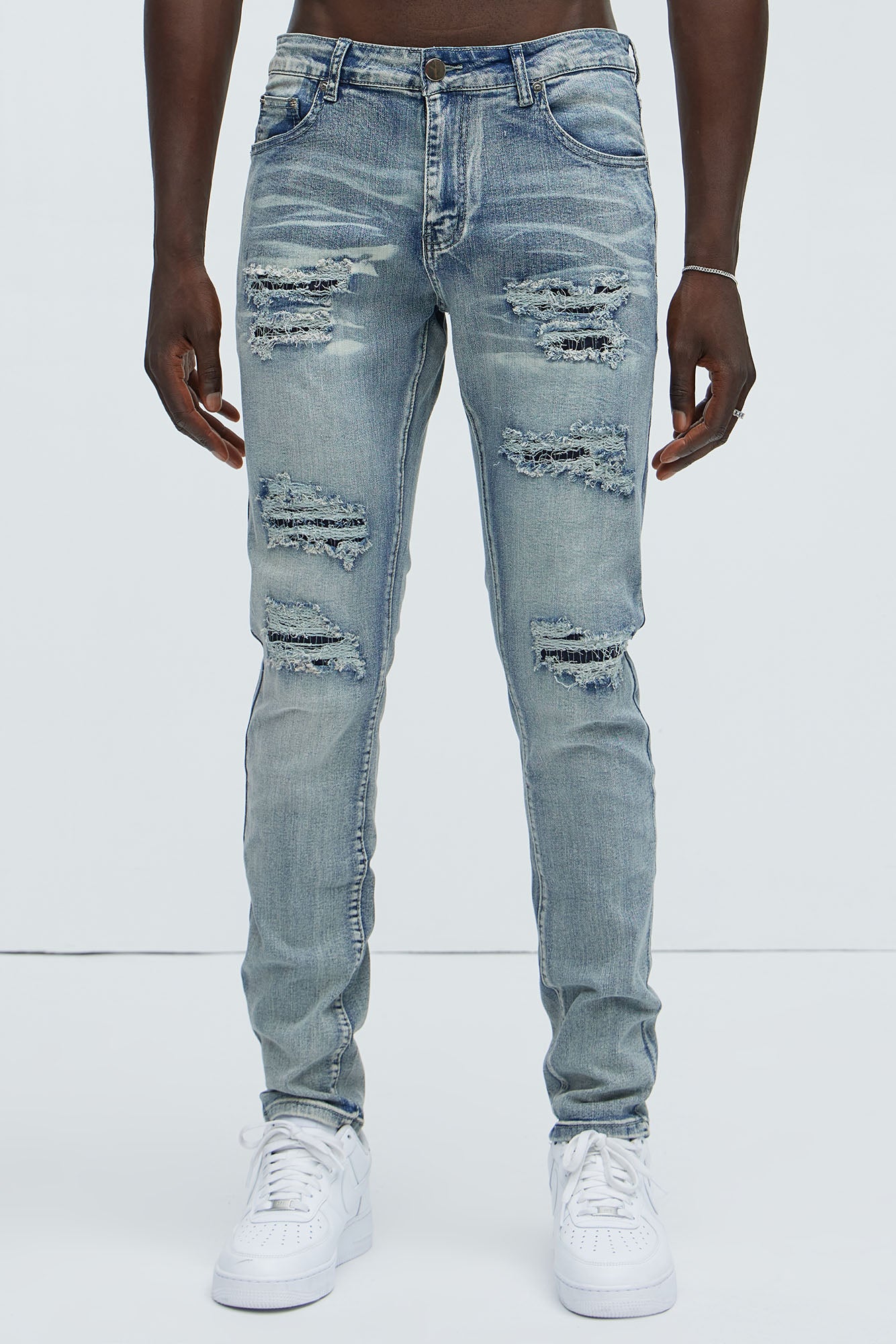 Always Rising Ripped Stacked Skinny Jeans - Medium Blue Wash - Image 4