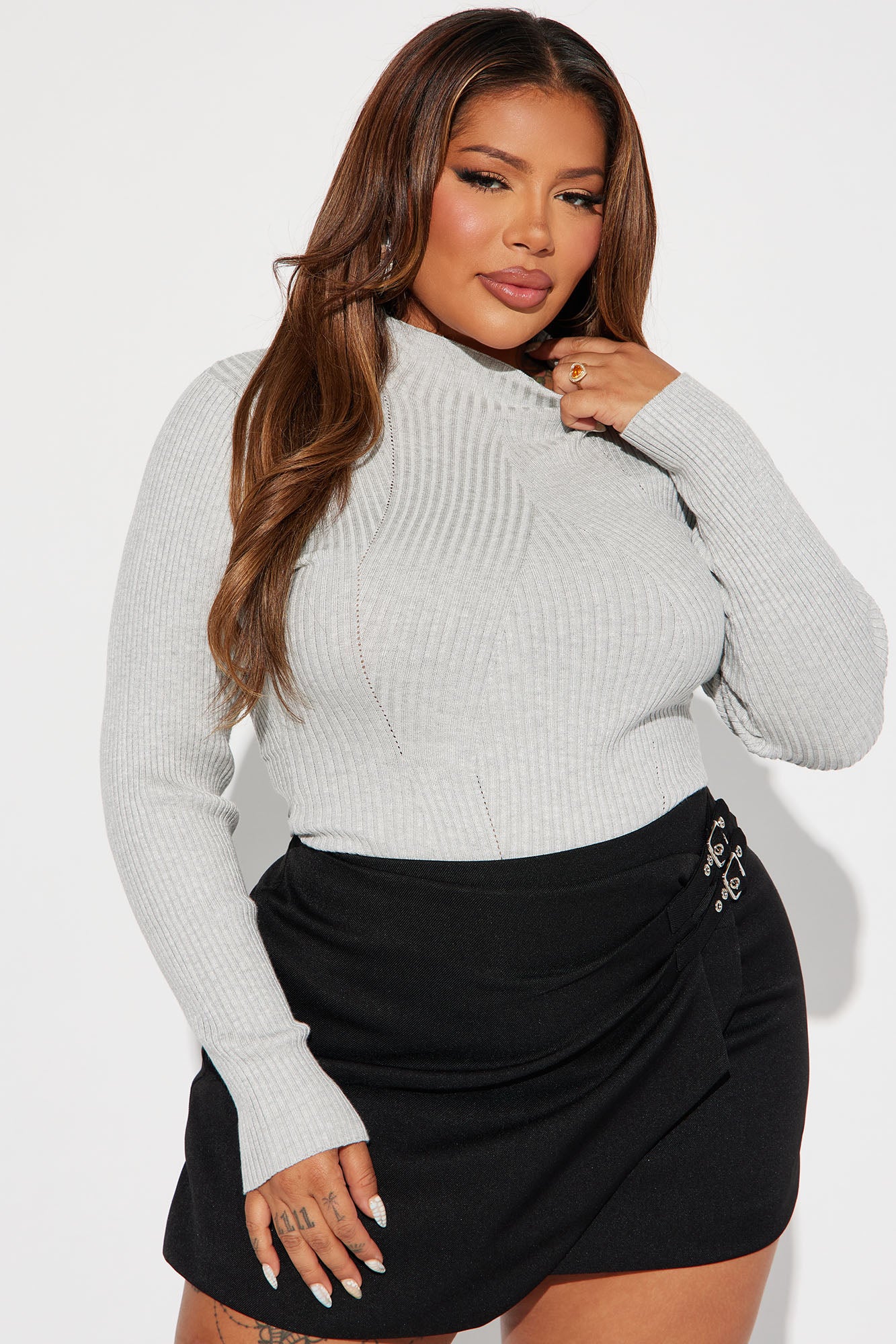 Erma Ribbed Sweater - Heather Grey - Image 4