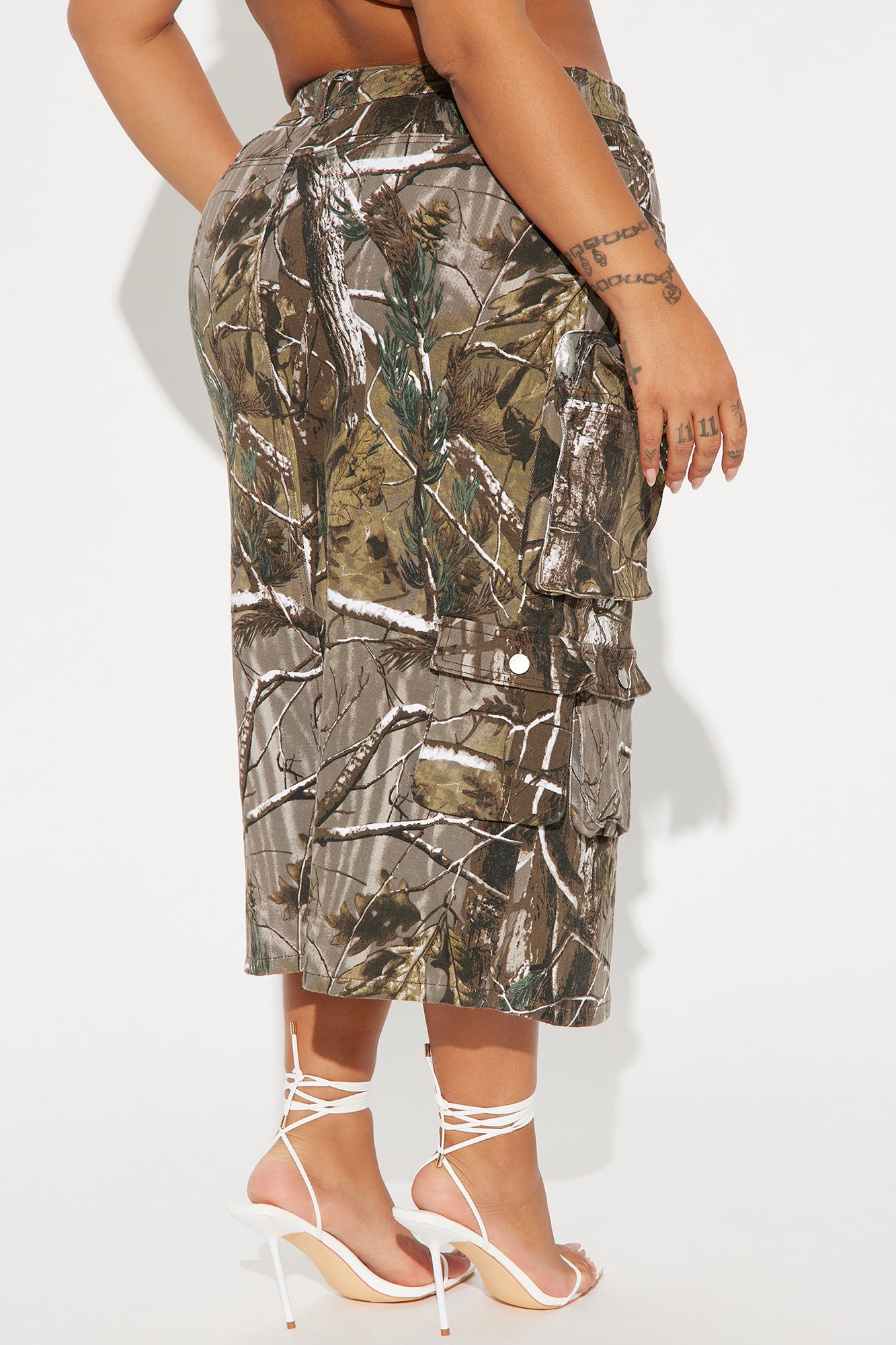 Somewhere Out There Tree Camo Midi Skirt - Olive/combo - Image 6
