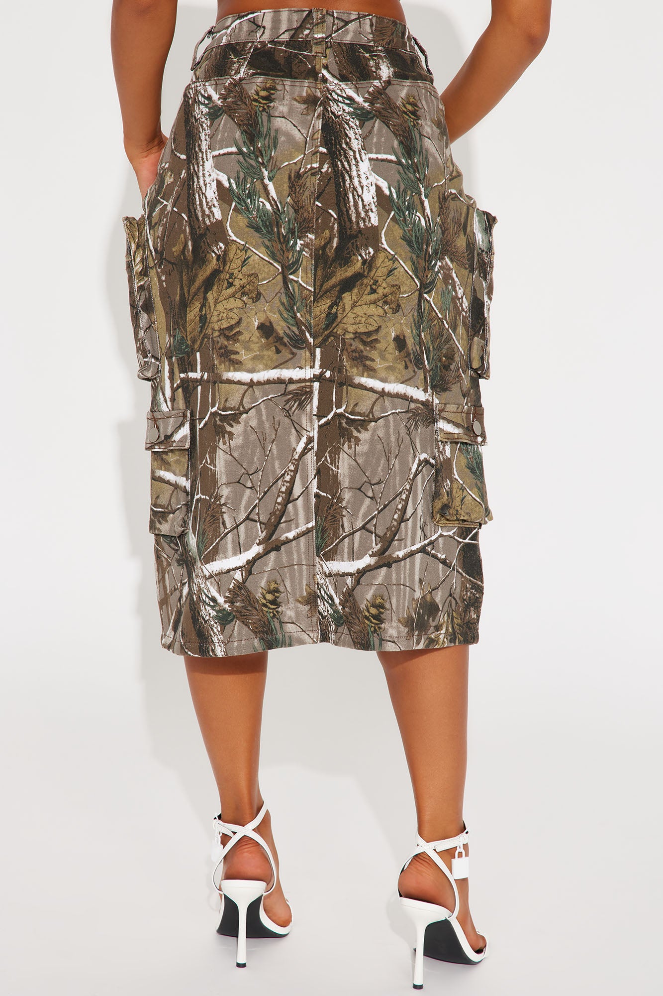 Somewhere Out There Tree Camo Midi Skirt - Olive/combo - Image 3