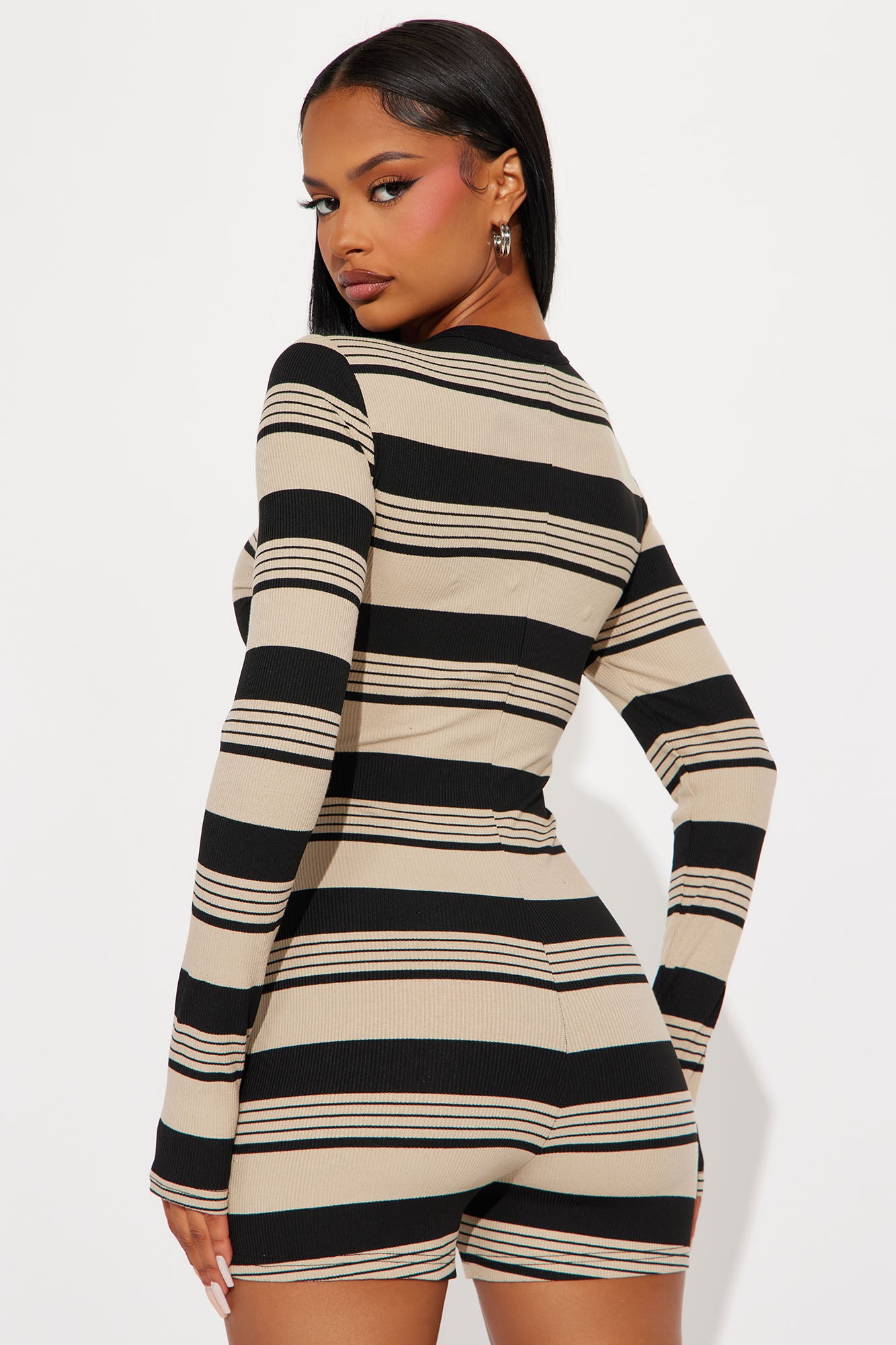 All  Mine Ribbed Romper - Taupe/combo - Image 5