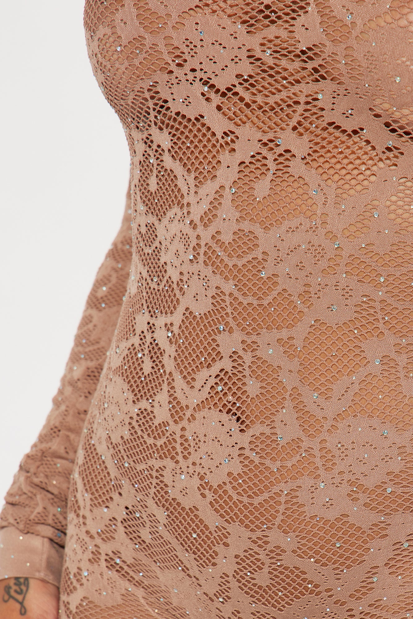 With Amor Embellished Seamless Jumpsuit - Brown - Image 3