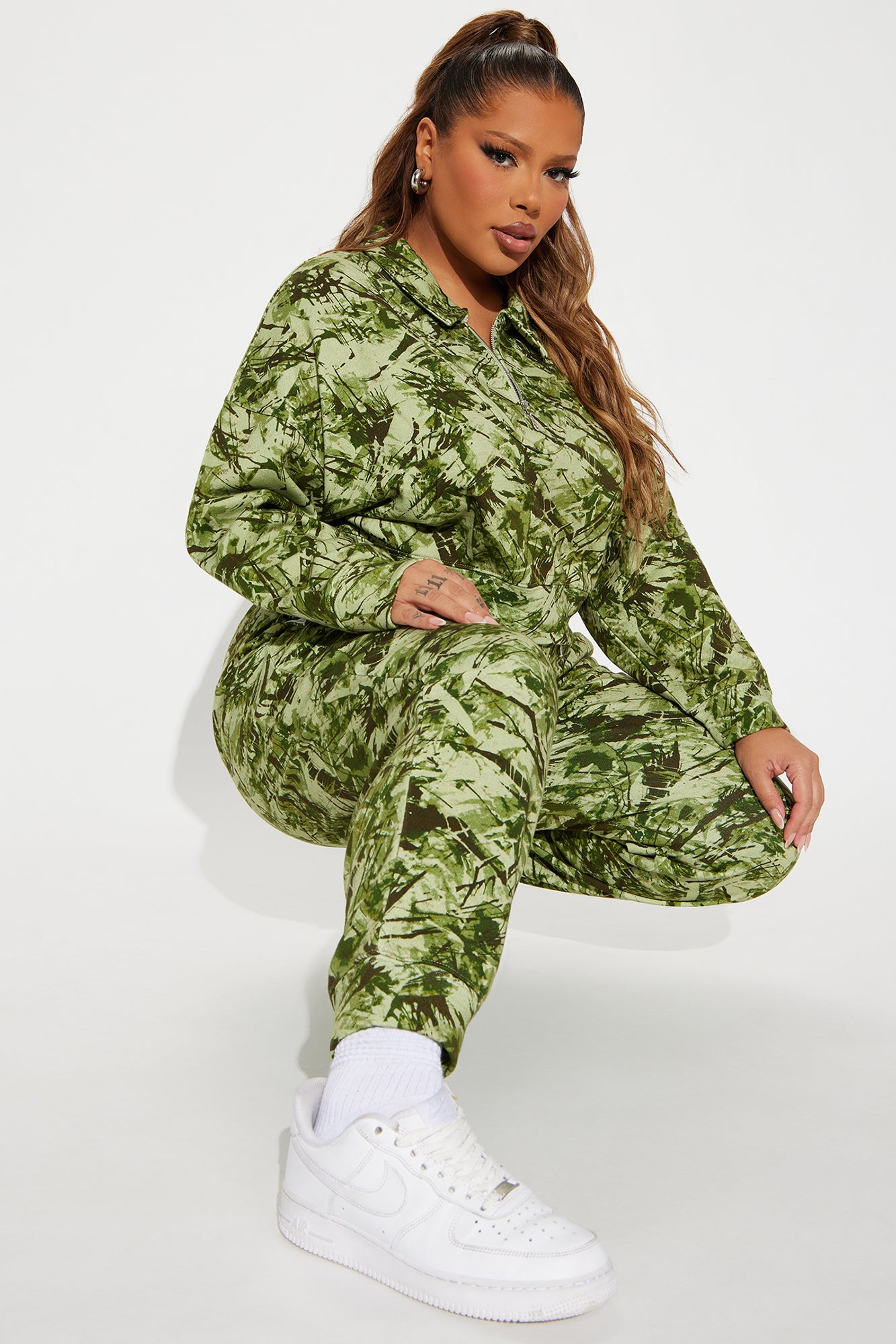 Hiding Out Fleece Pant Set - Green/combo - Image 6