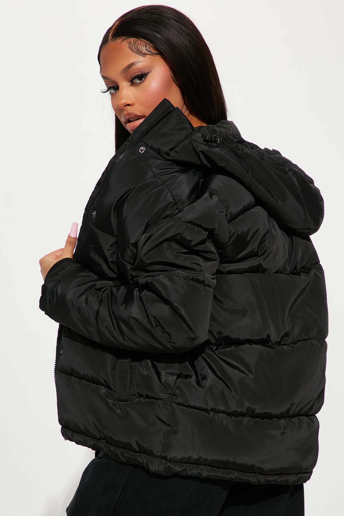 Speak My Mind Puffer Jacket - Black - Image 3