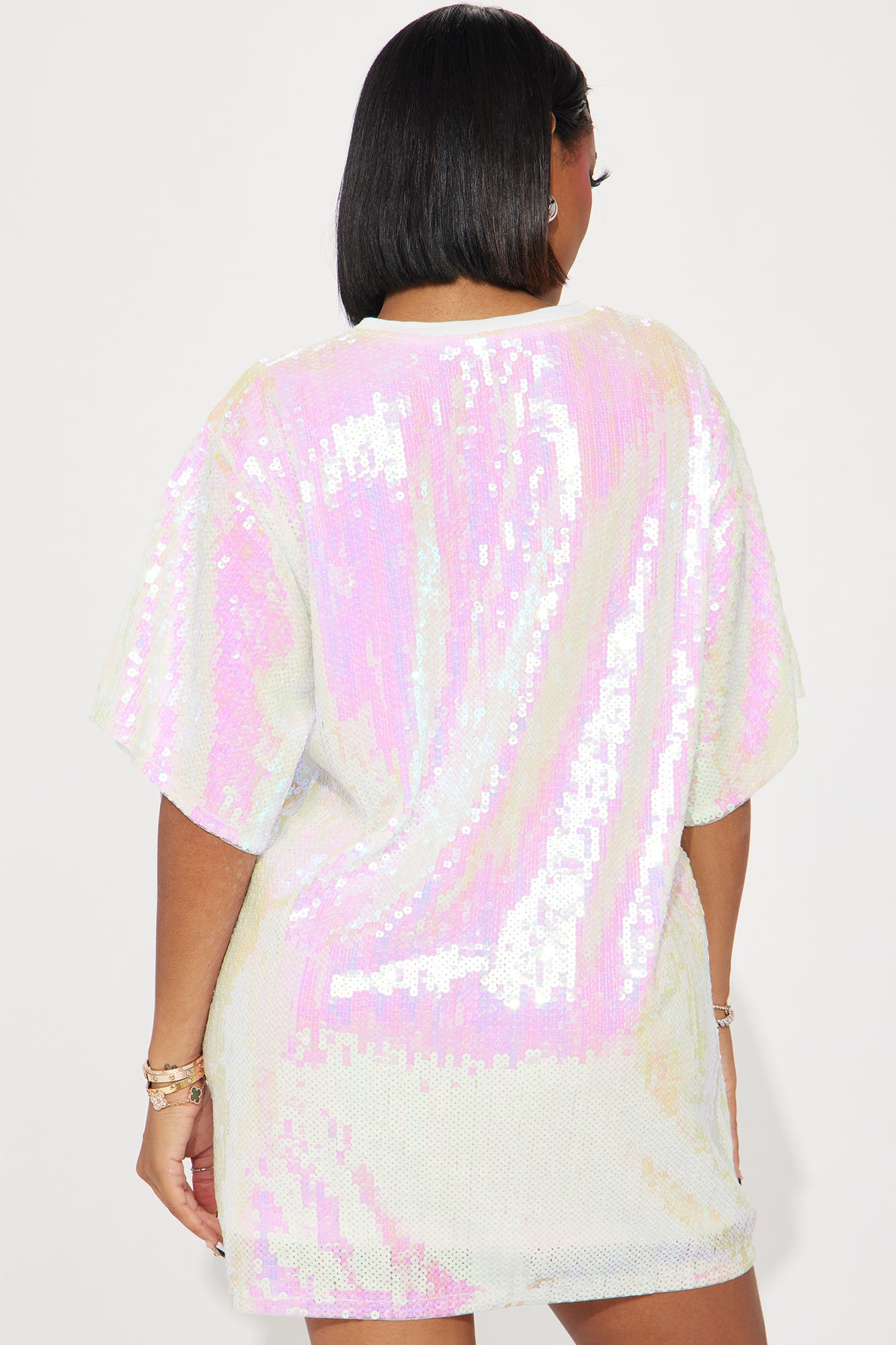 Always The Birthday Queen Sequin Shirt Dress - White - Image 4
