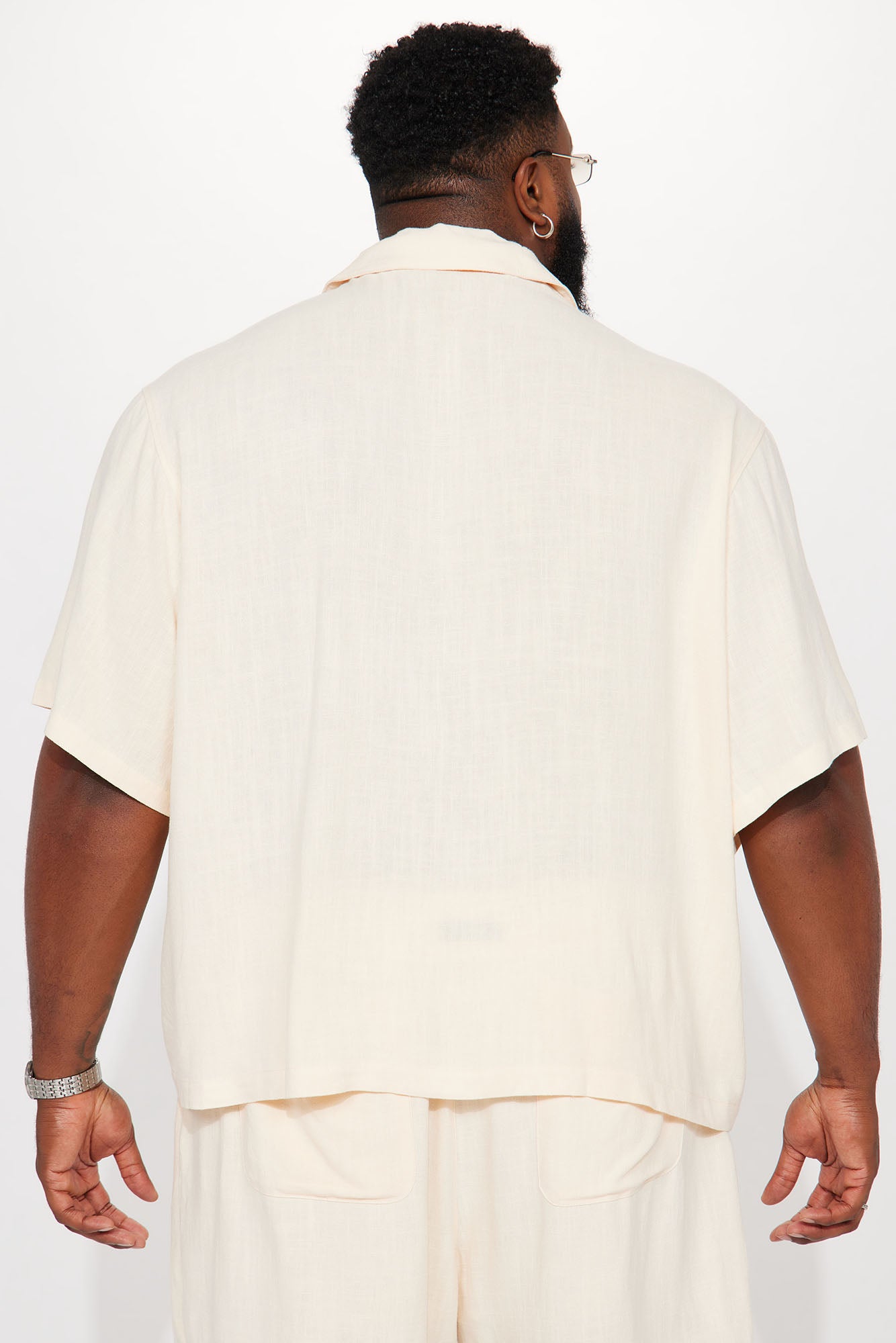 Can't Quit Textured Linen Button Up Shirt - Cream - Image 6