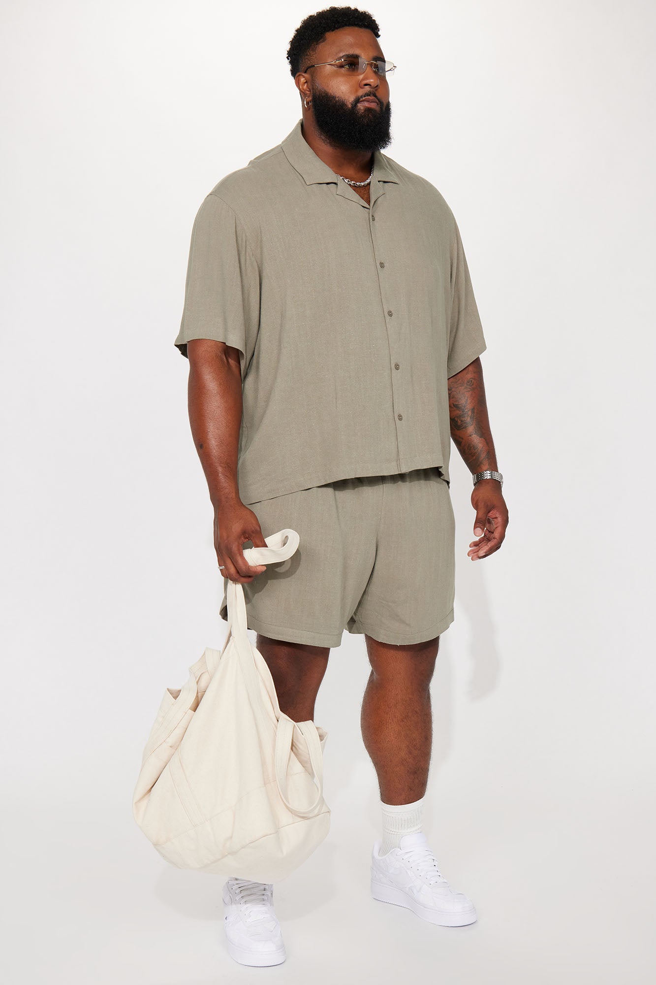 Can't Quit Textured Linen Button Up Shirt - Olive - Image 7