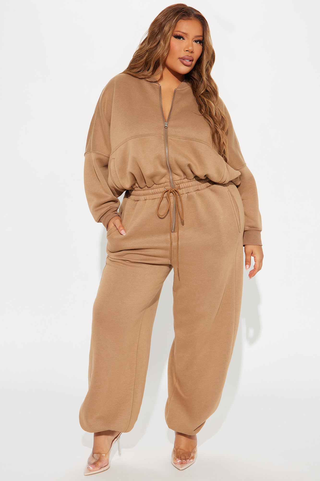 Been Going On Jogger Jumpsuit  - Taupe - Image 4