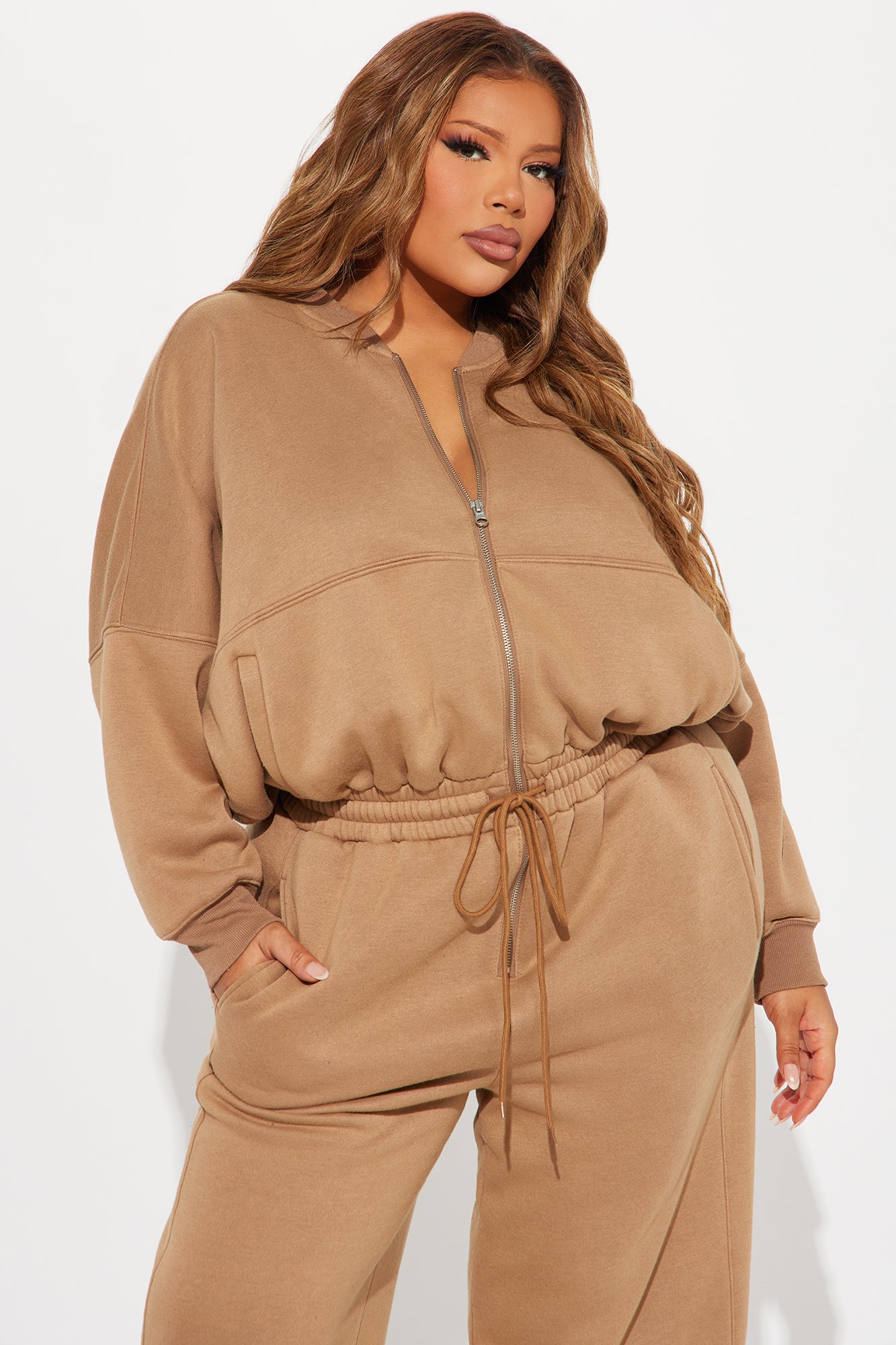 Been Going On Jogger Jumpsuit  - Taupe - Image 5