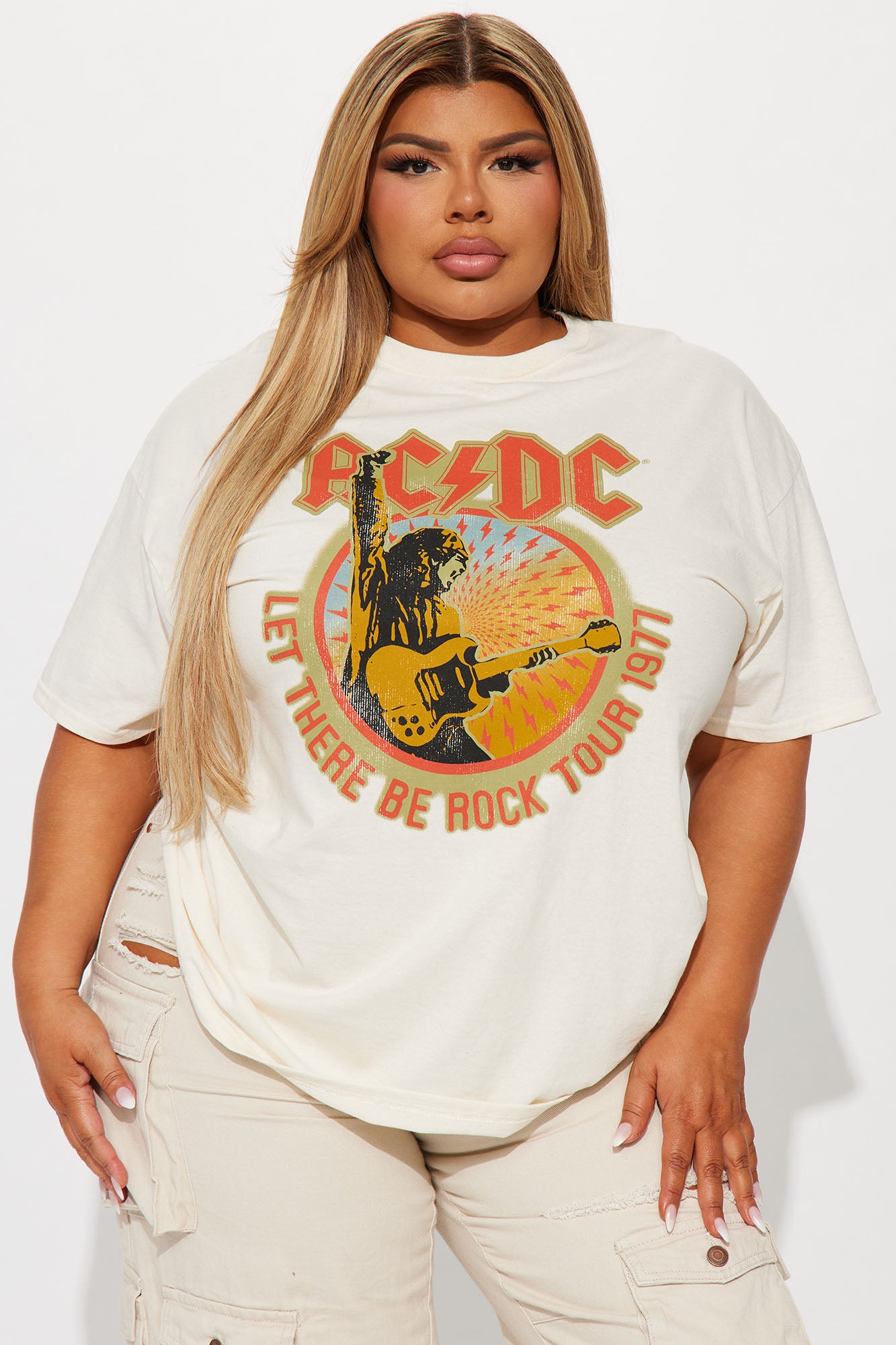 ACDC Let There Be Rock Graphic Tee - Cream - Image 6