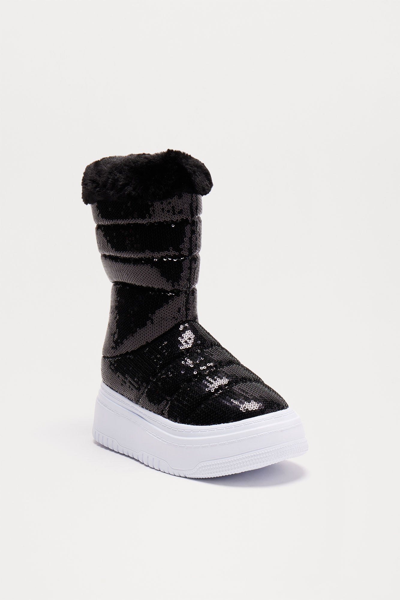 Bella Sequin Platform Boots - Black - Image 3