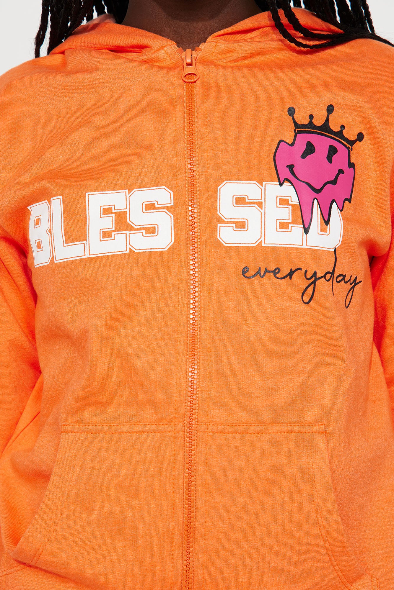 Mini Blessed Fleece Jogger Set - Orange - Image 3