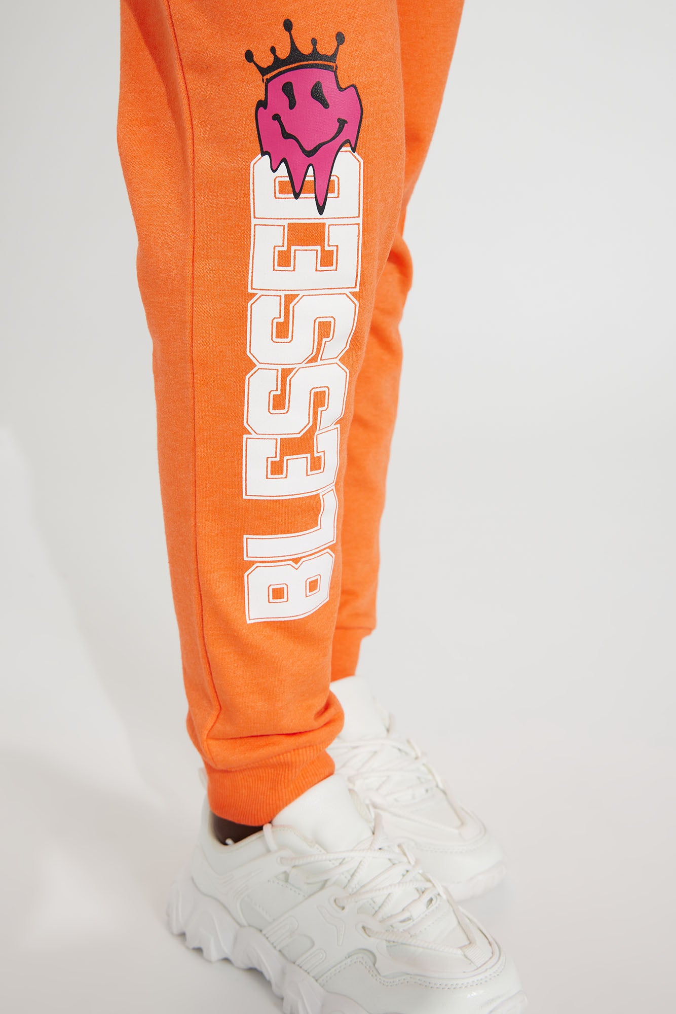Mini Blessed Fleece Jogger Set - Orange - Image 4