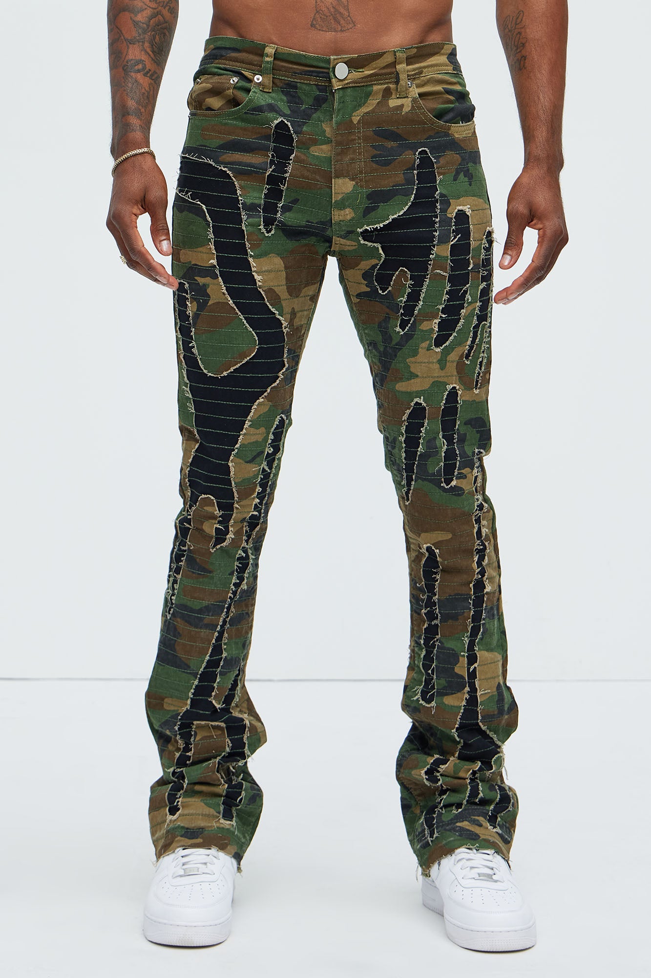 Stay Ready Stitched Slim Flare Pants - Camouflage - Image 4