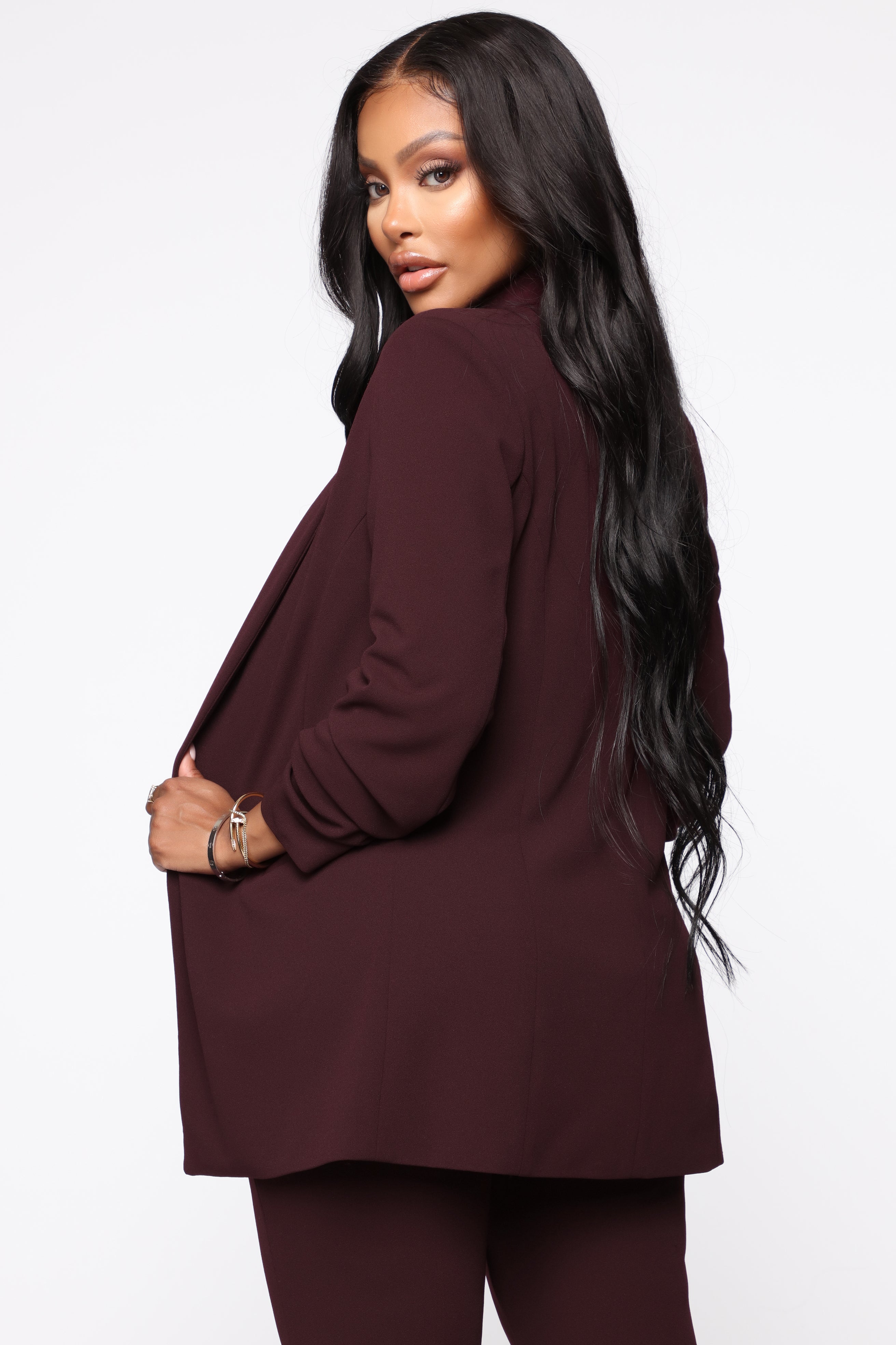 The Celine Blazer - Burgundy - Image 3