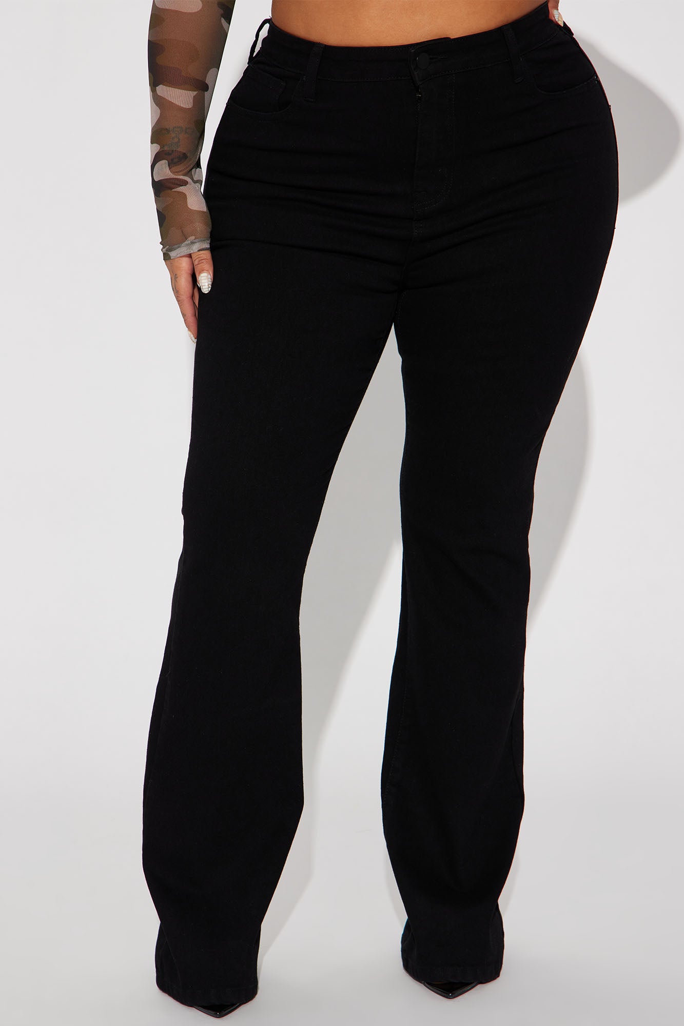 Harper High Rise Stretch Bootcut Jeans - Black - Image 5